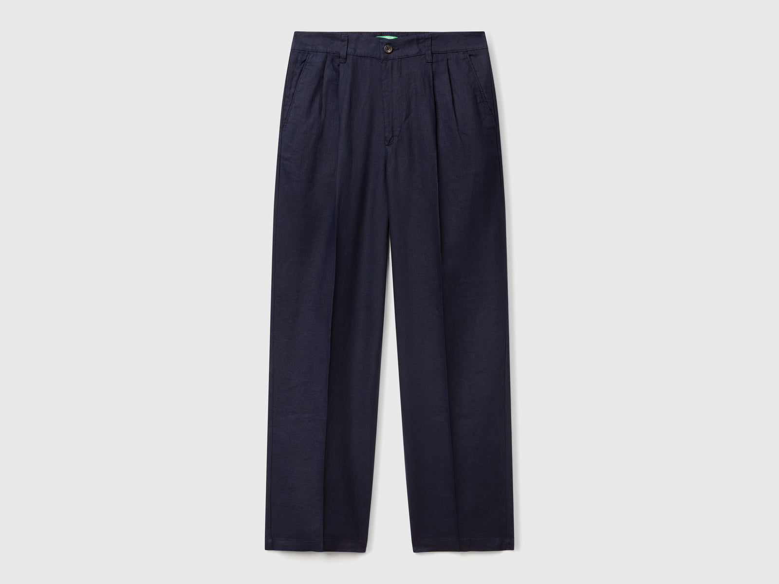 Chino ampi in puro lino da uomo blu scuro | Benetton Outlet