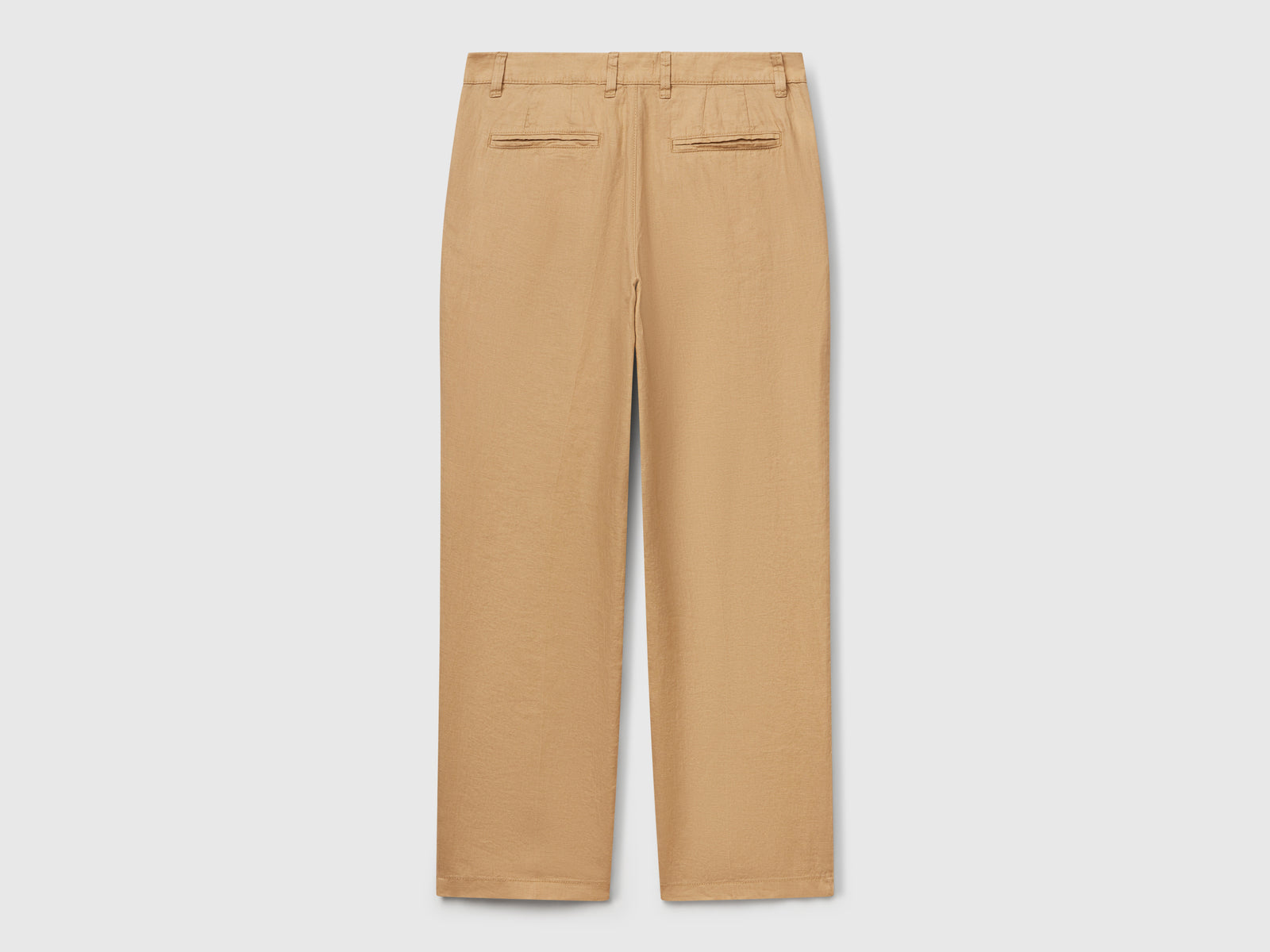 Chino ampi in puro lino da uomo cammello 2 | Benetton Outlet