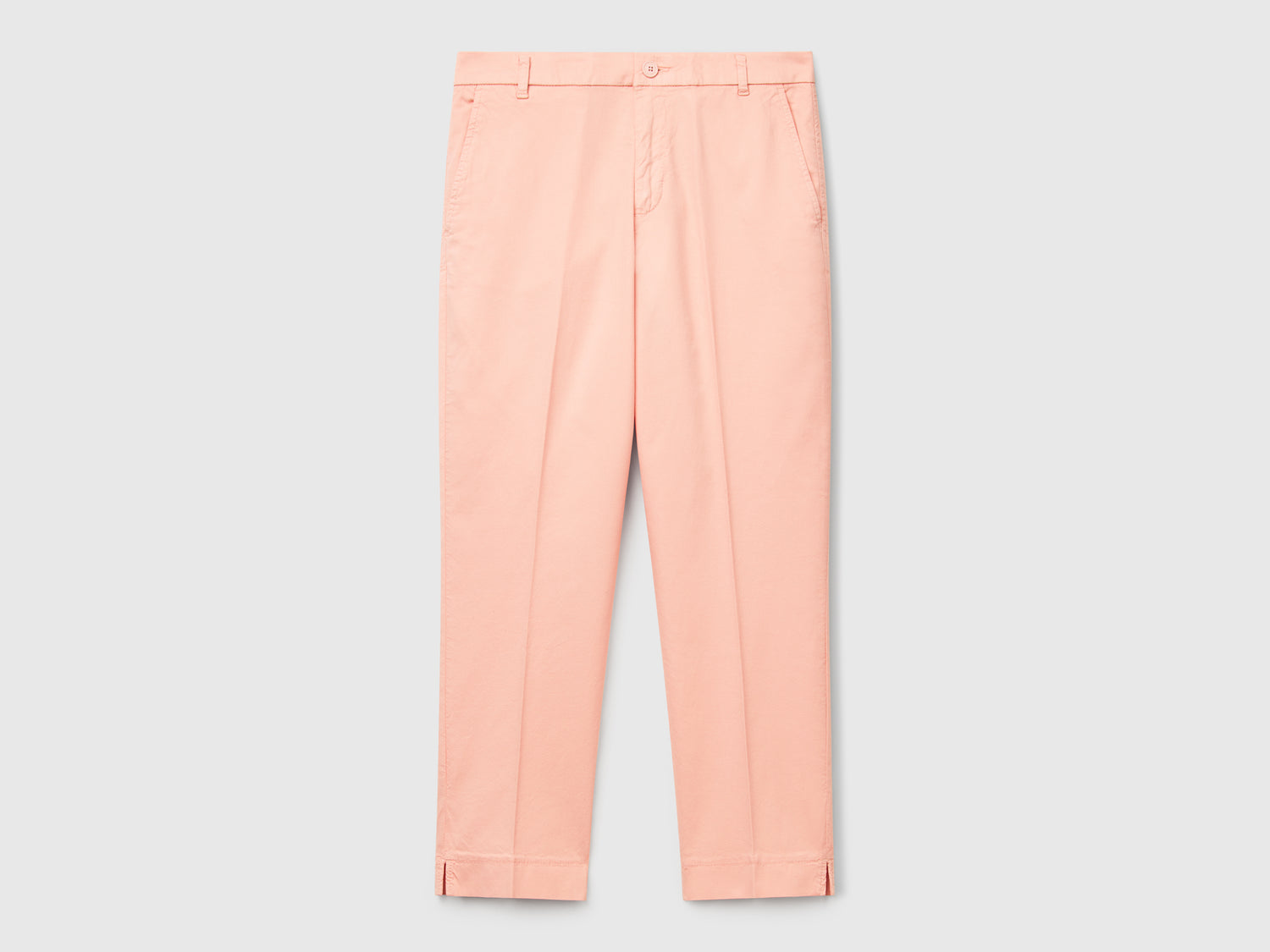 Pantalones chinos cropped de algodón elástico da donna rosa tenue | Benetton Outlet