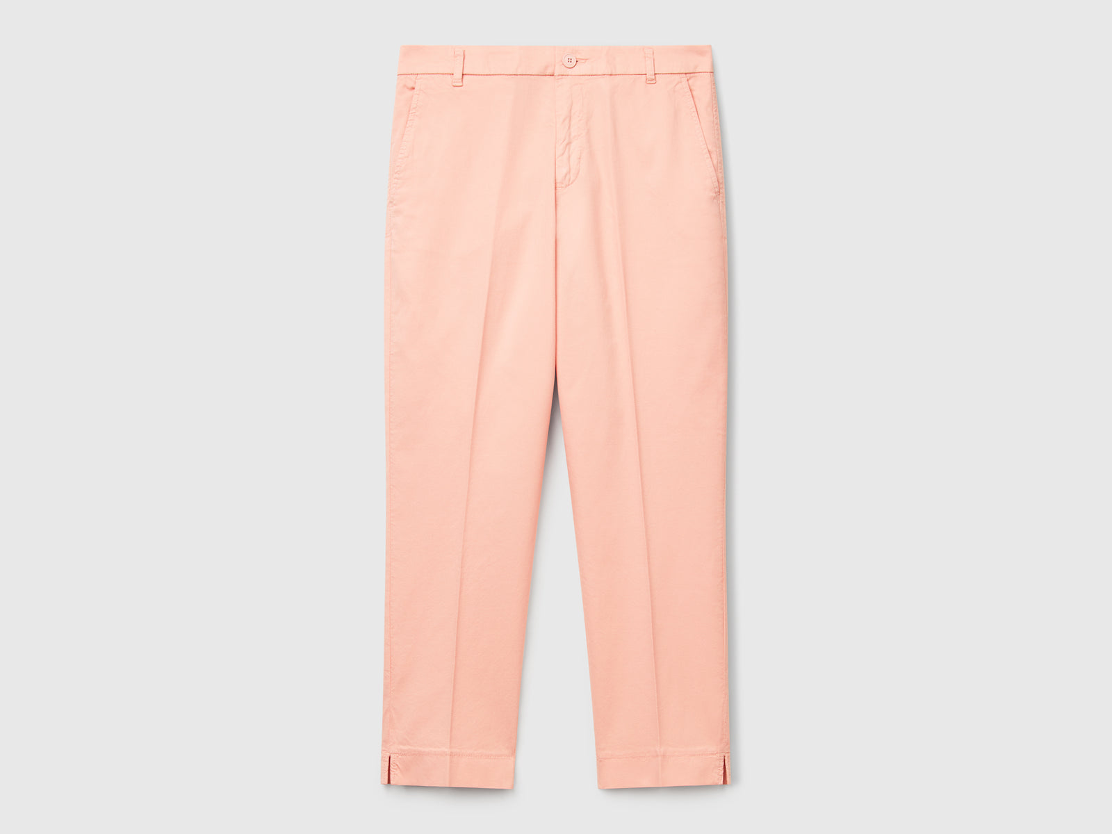 Pantalones chinos cropped de algodón elástico da donna rosa tenue | Benetton Outlet