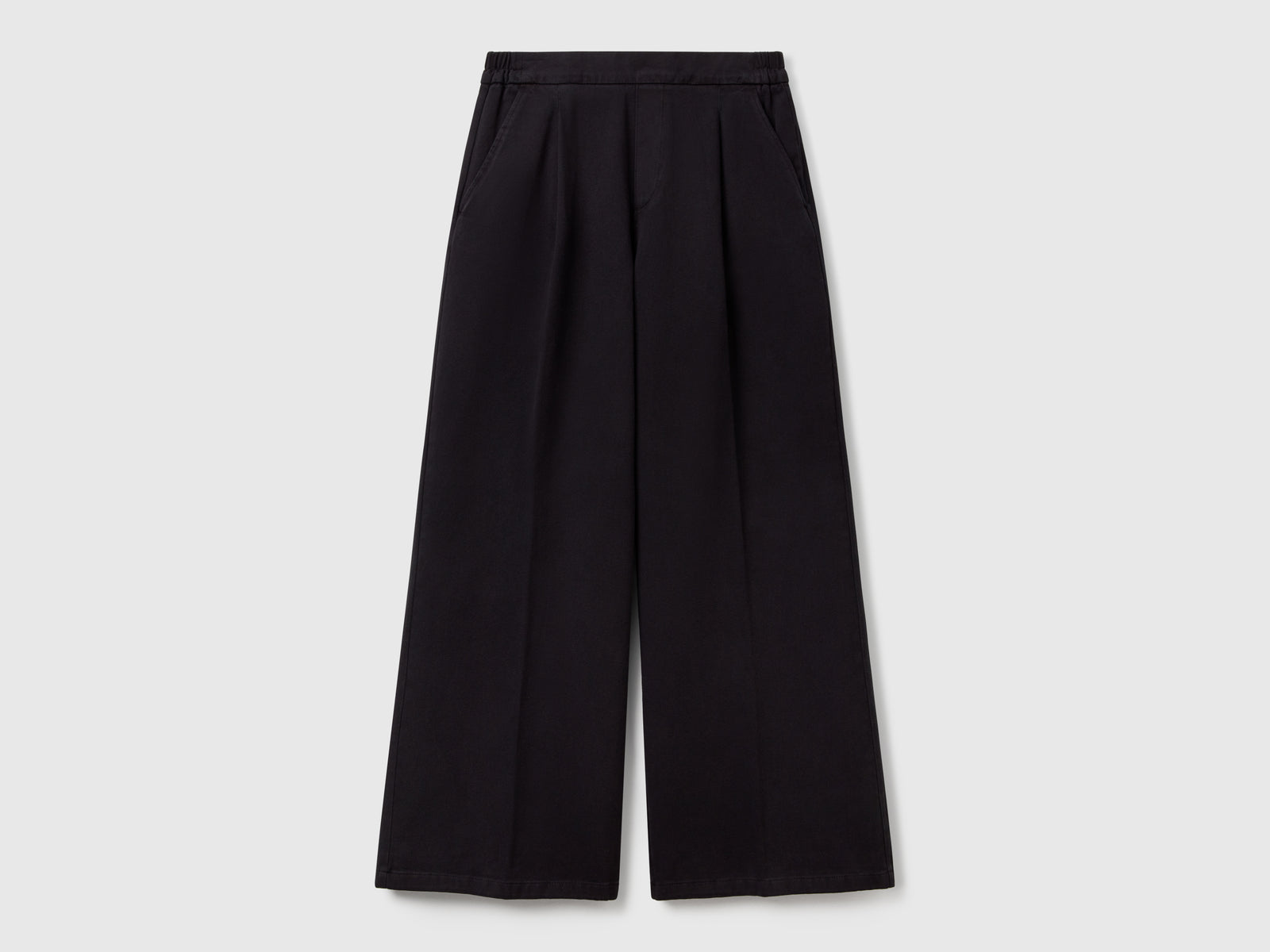Pantaloni palazzo a vita alta da donna nero | Benetton Outlet