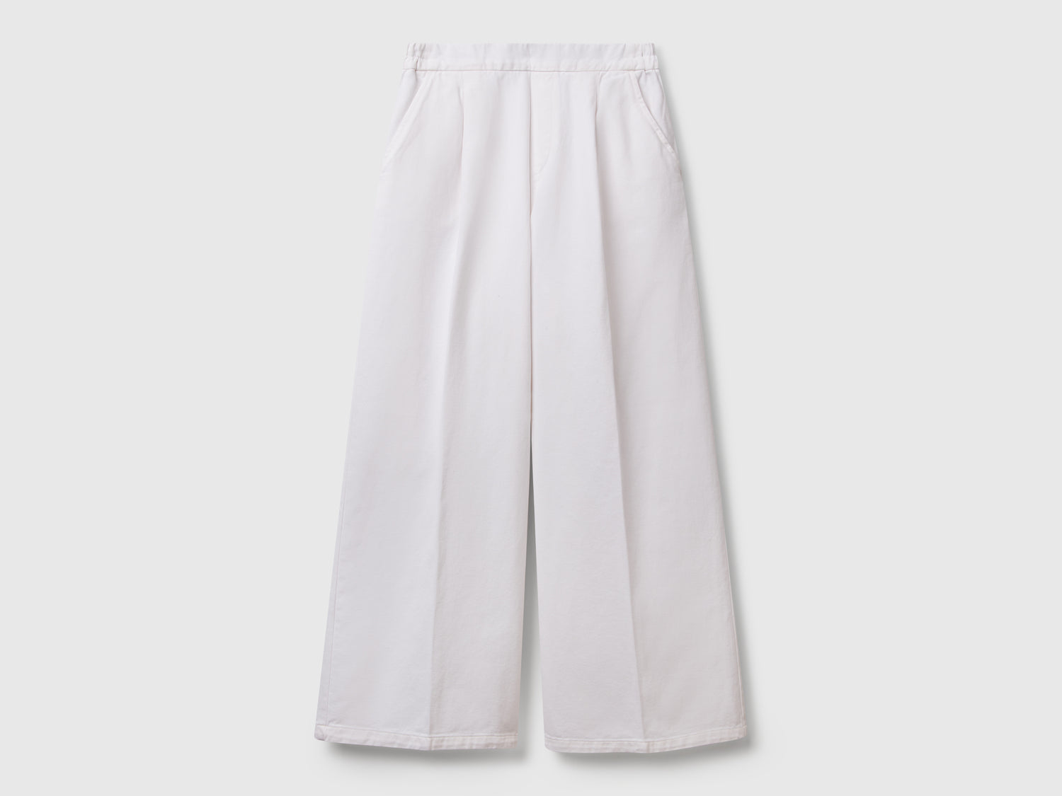 Pantaloni palazzo a vita alta da donna bianco | Benetton Outlet