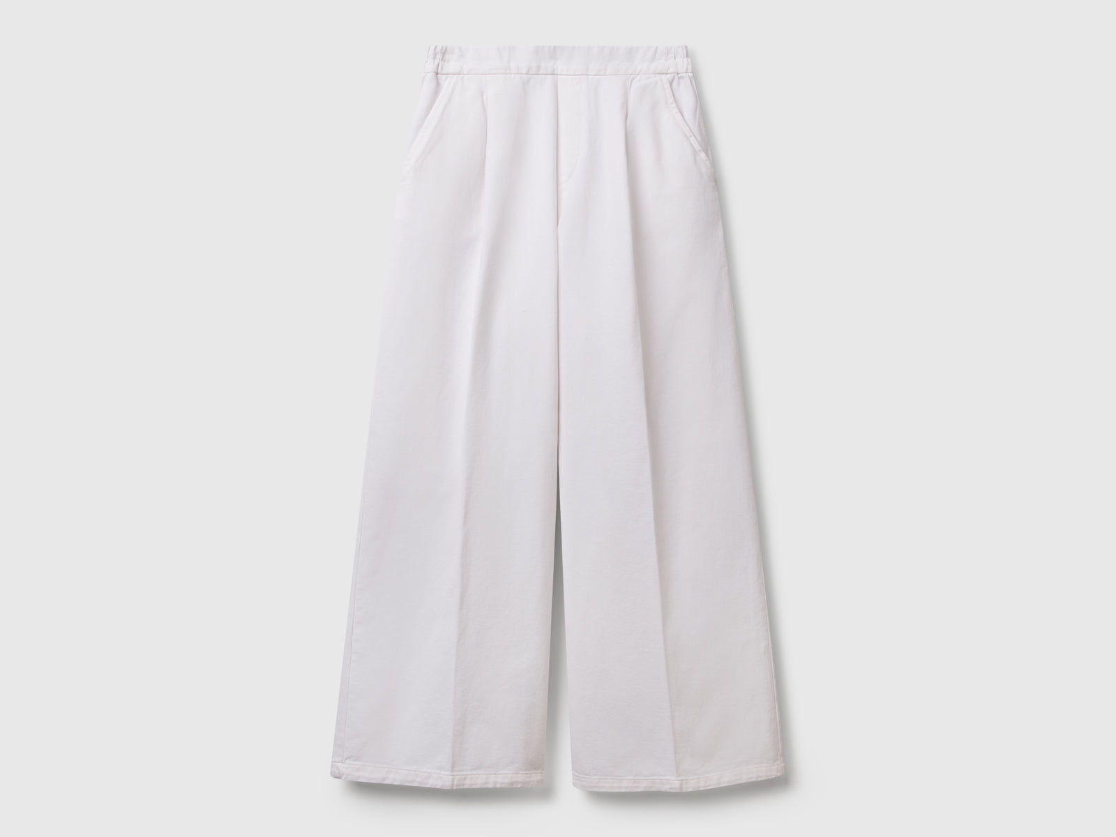 Pantaloni palazzo a vita alta da donna bianco | Benetton Outlet