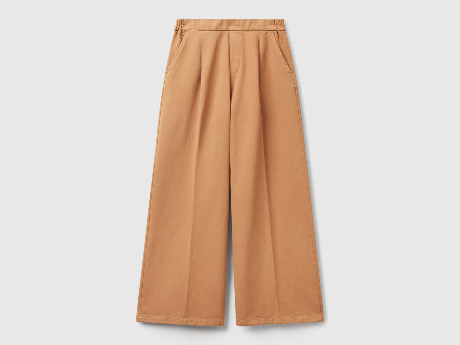 Pantaloni palazzo a vita alta da donna cammello | Benetton Outlet