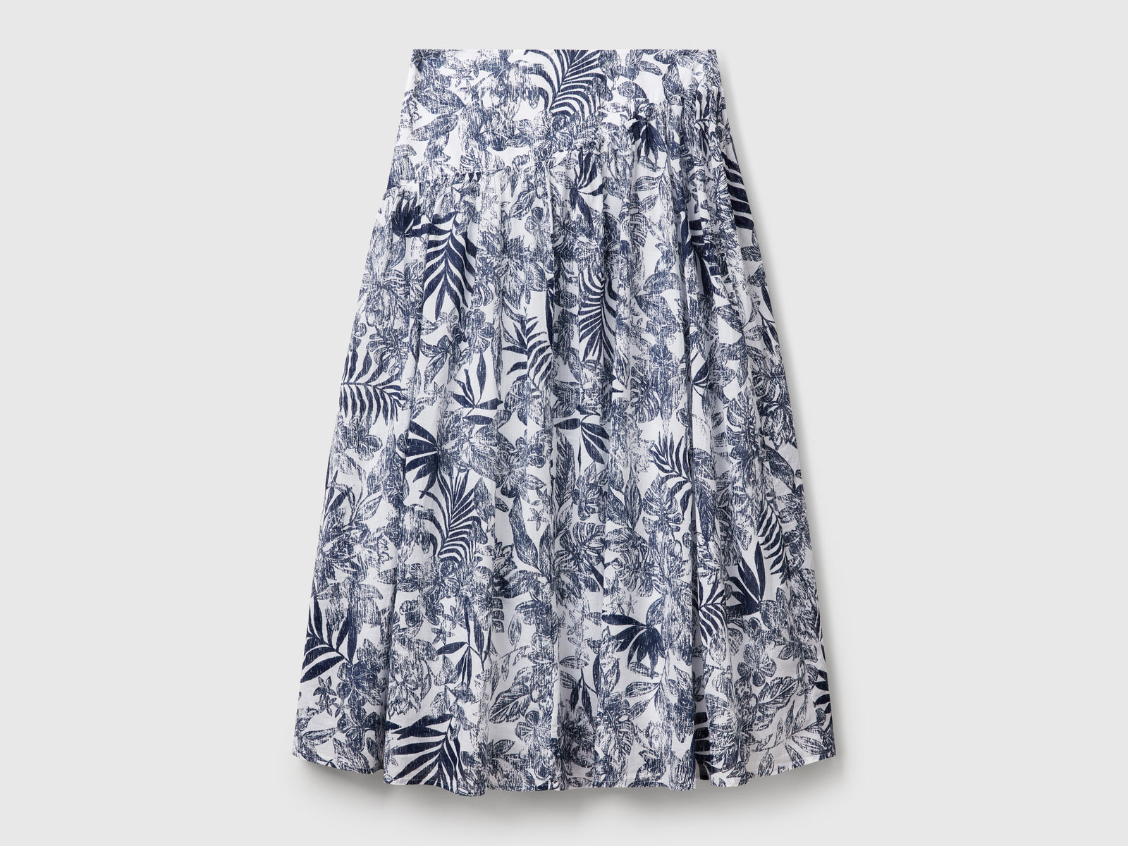 Gonna lunga con stampa tropicale da donna blu 2 | Benetton Outlet