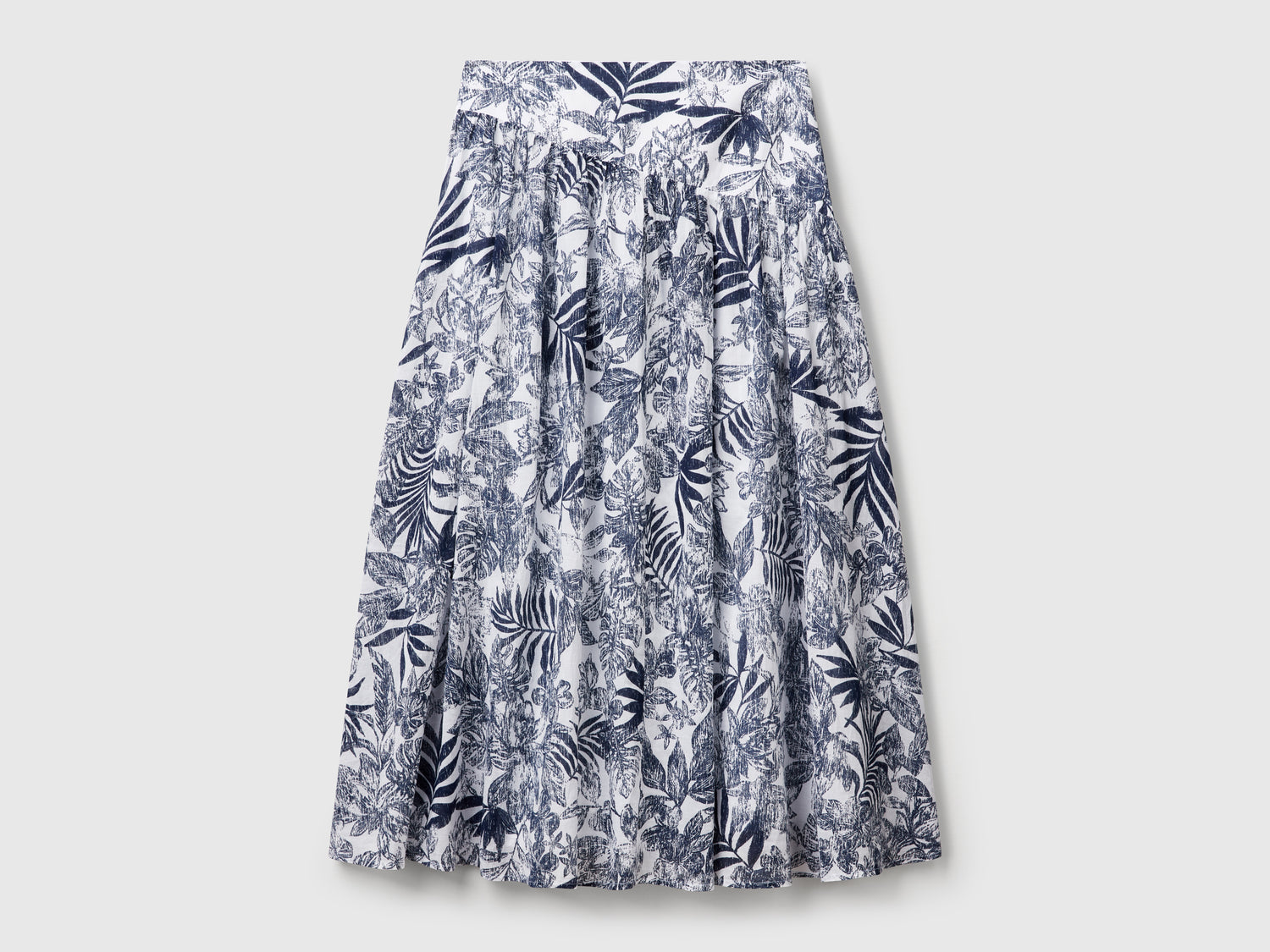 Gonna lunga con stampa tropicale da donna blu | Benetton Outlet