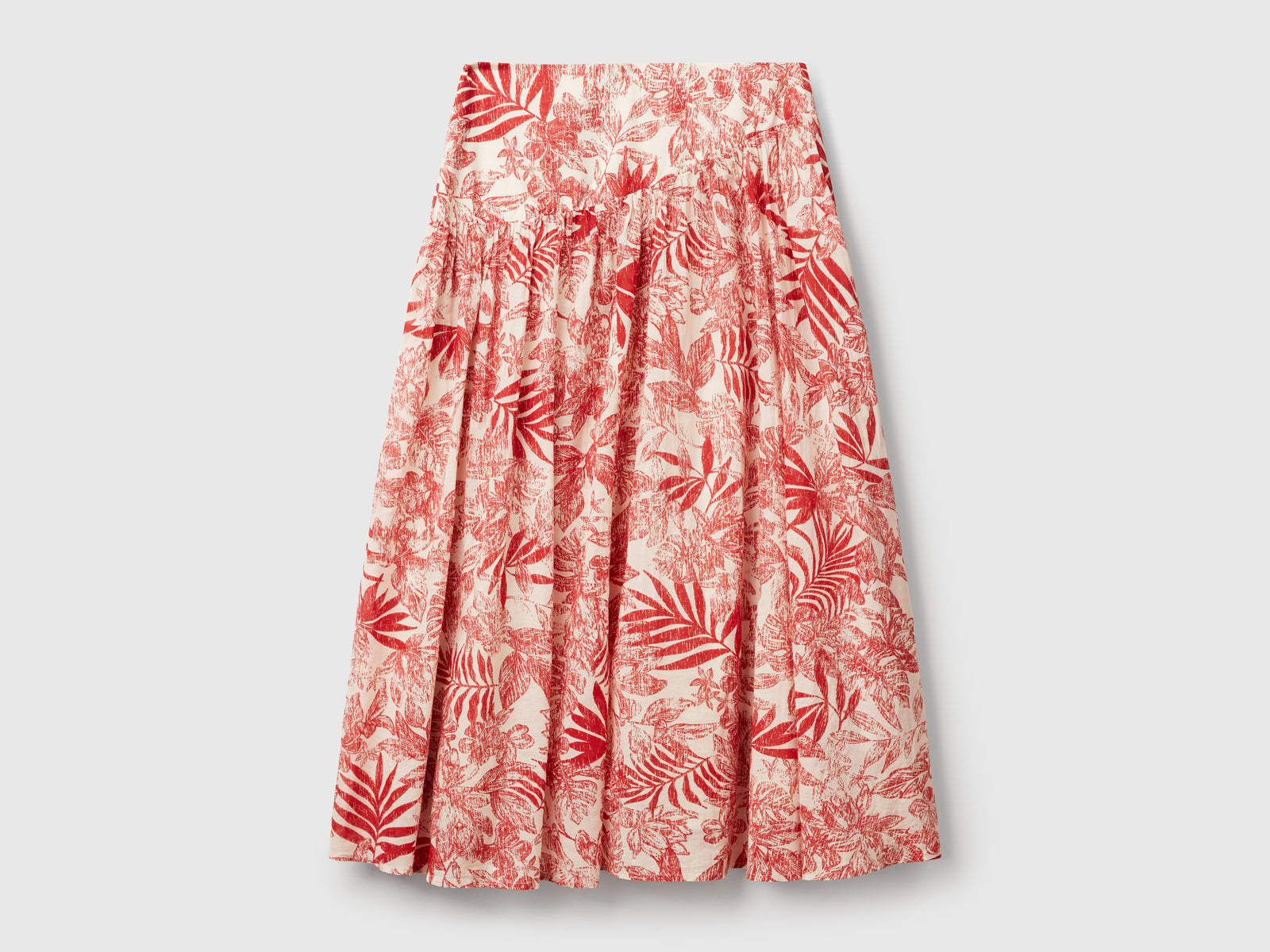 Gonna lunga con stampa tropicale da donna fragola 2 | Benetton Outlet