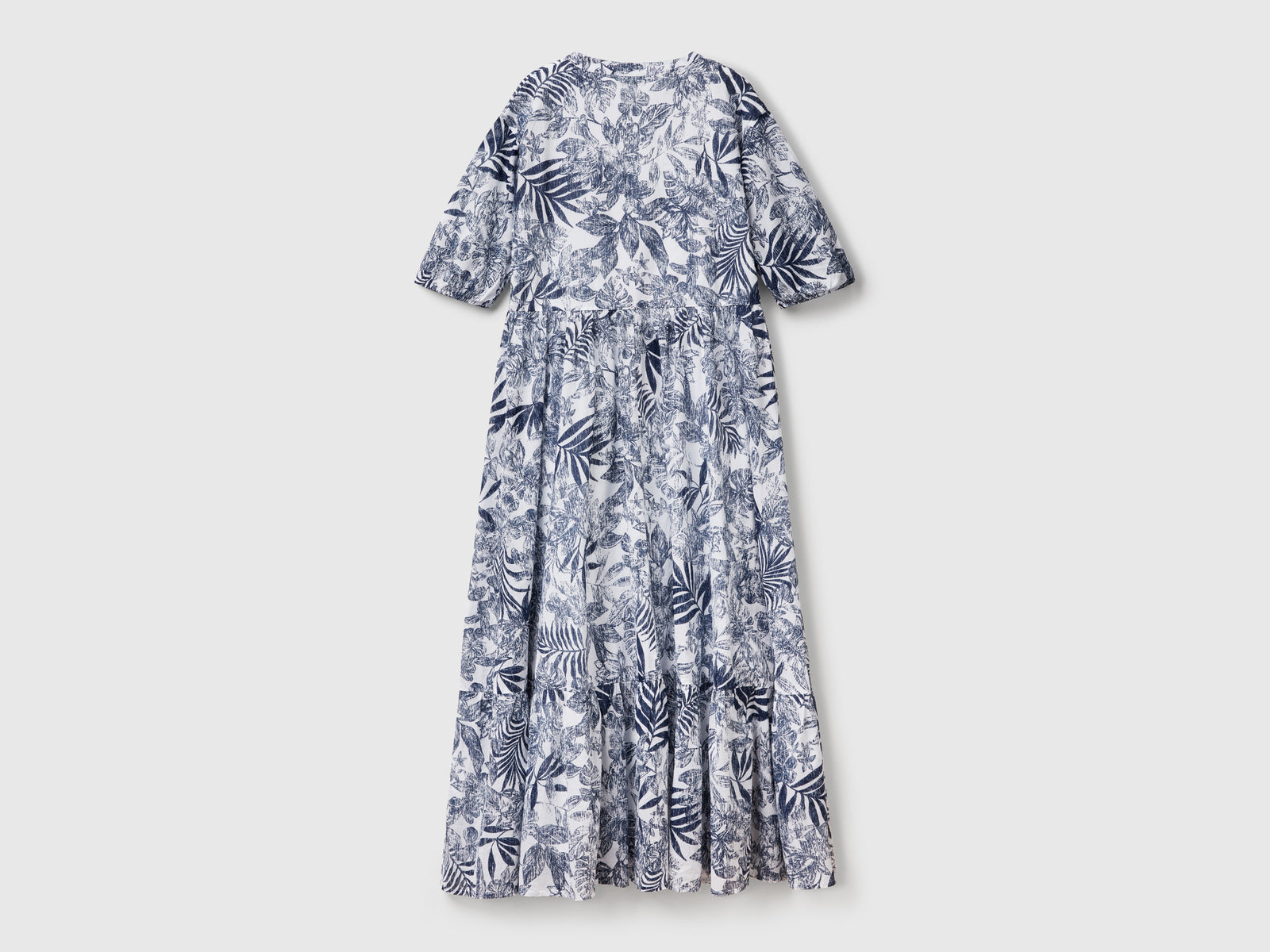 Abito con stampa tropicale da donna blu 2 | Benetton Outlet