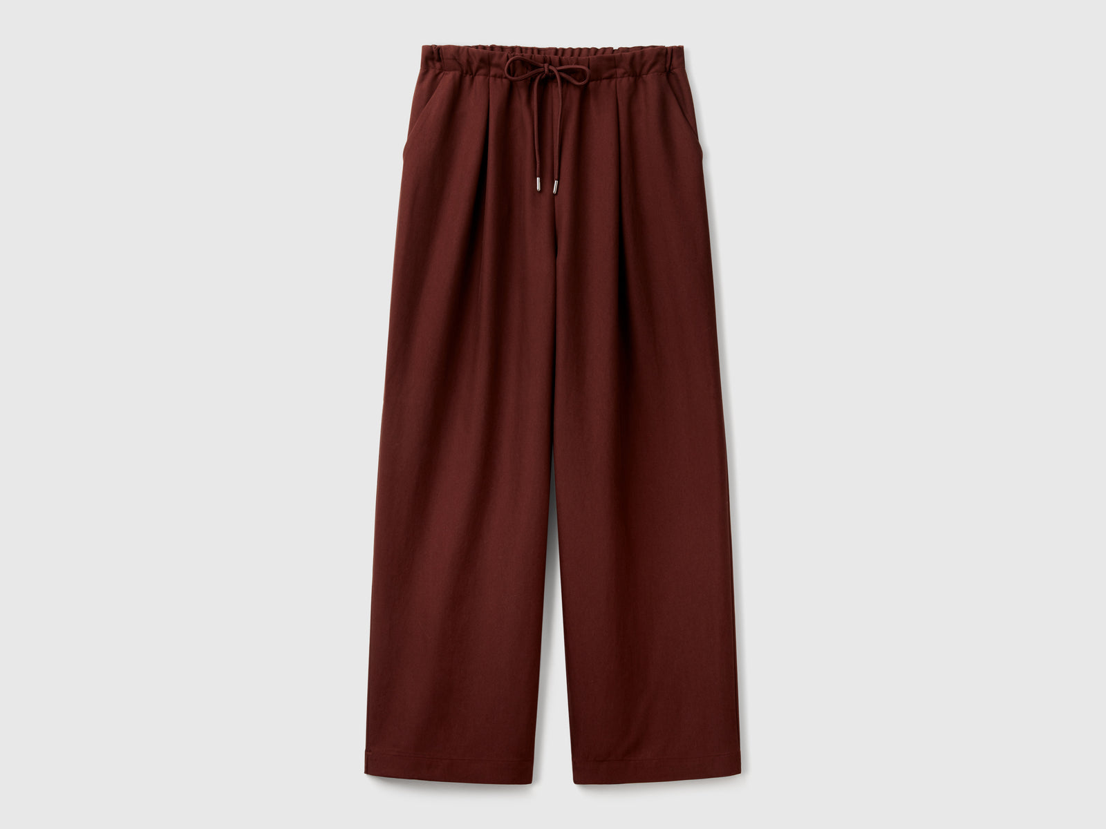 Pantaloni ampi in misto viscosa da donna bruciato | Benetton Outlet
