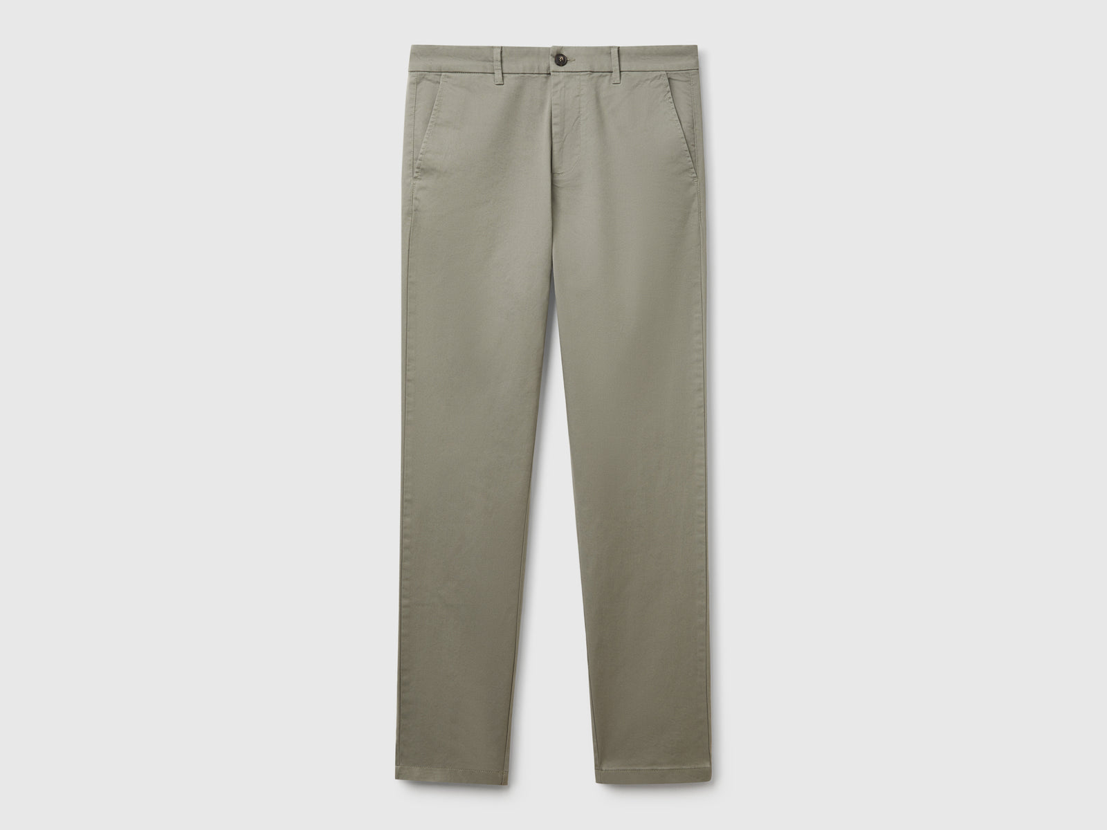 Chino slim fit in cotone stretch da uomo verde chiaro | Benetton Outlet