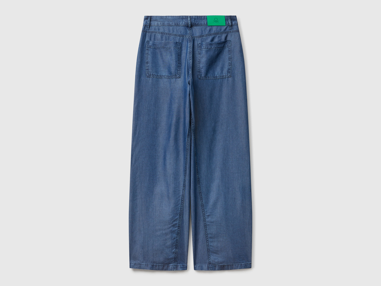 Pantaloni ampi in chambray da donna blu 2 | Benetton Outlet