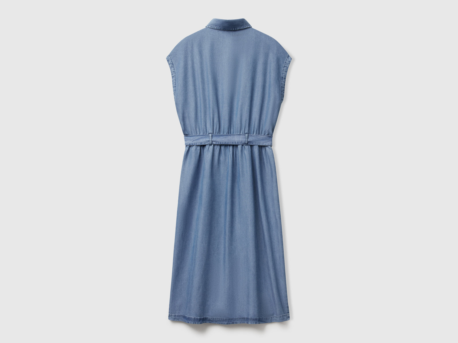 Chemisier in chambray con fusciacca da donna azzurro 2 | Benetton Outlet
