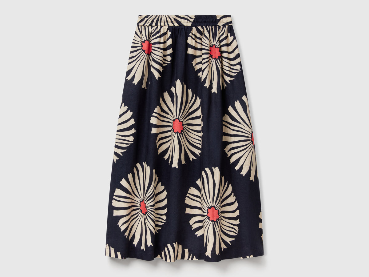 Gonna midi con stampa fiori