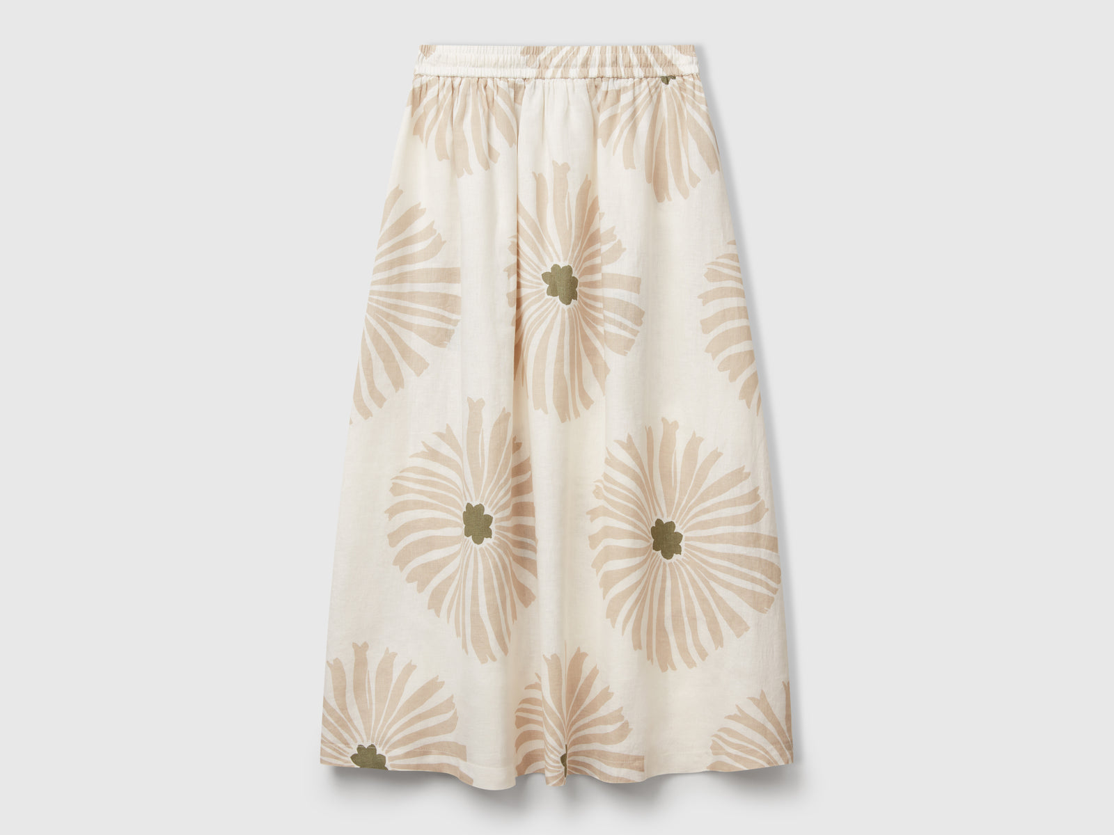 Midi skirt with floral print da donna bianco panna 2 | Benetton Outlet