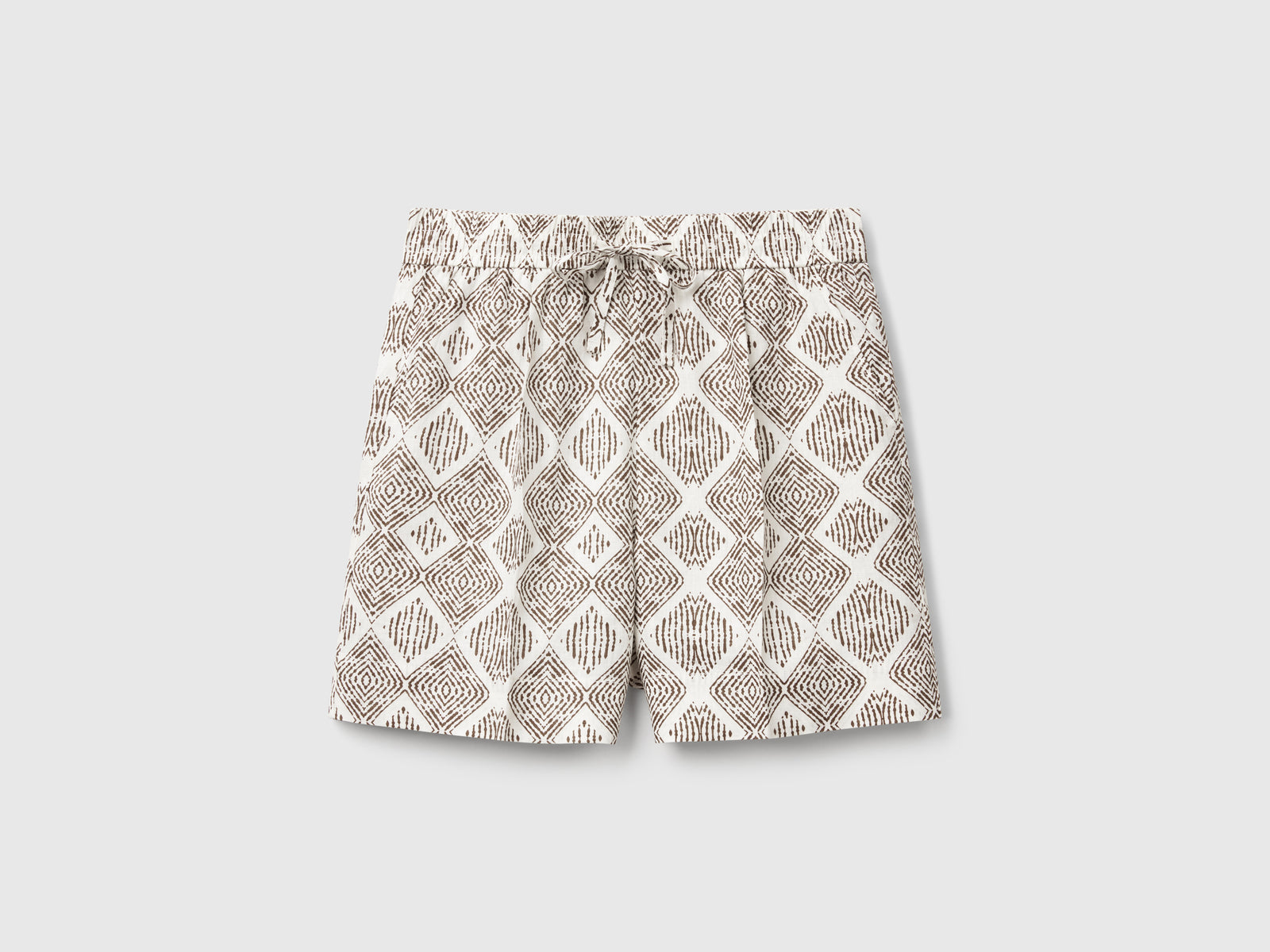 Shorts in lino stampato da donna beige | Benetton Outlet