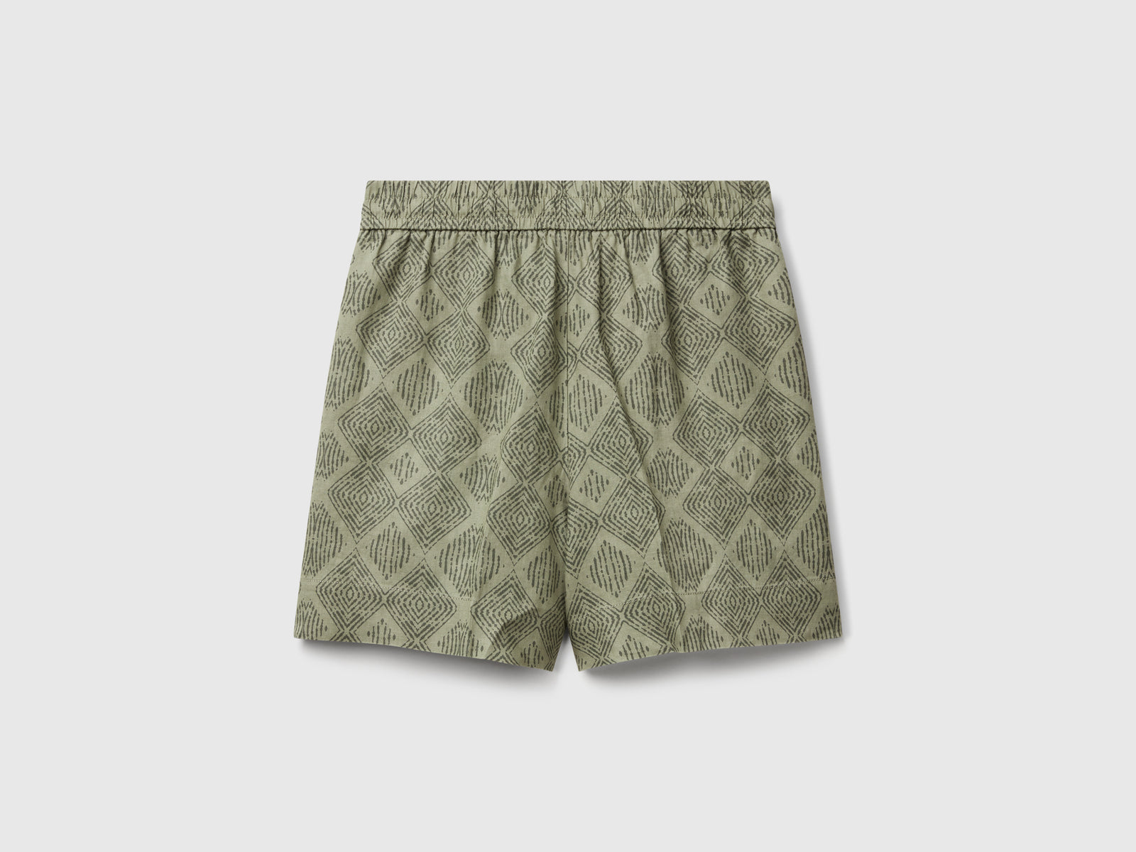 Printed linen shorts da donna verde militare 2 | Benetton Outlet