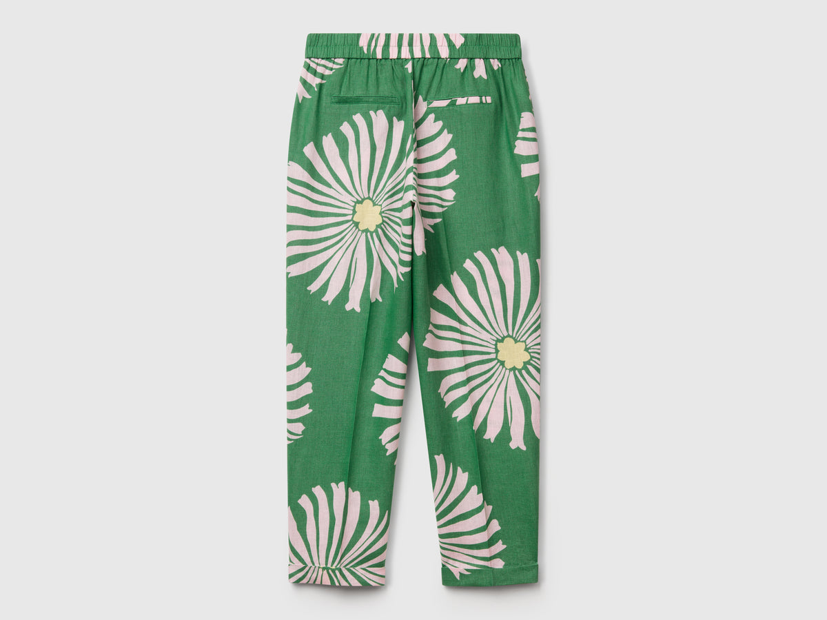 Pantaloni in lino stampato