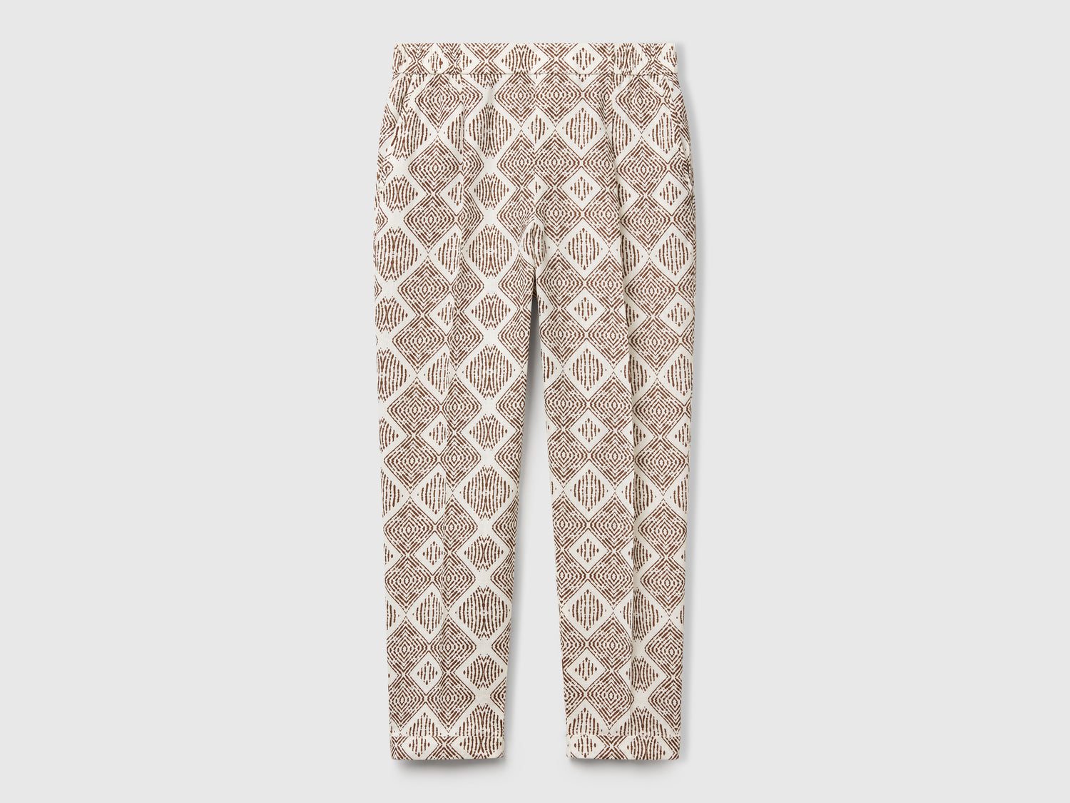 Pantaloni in lino stampato da donna beige | Benetton Outlet