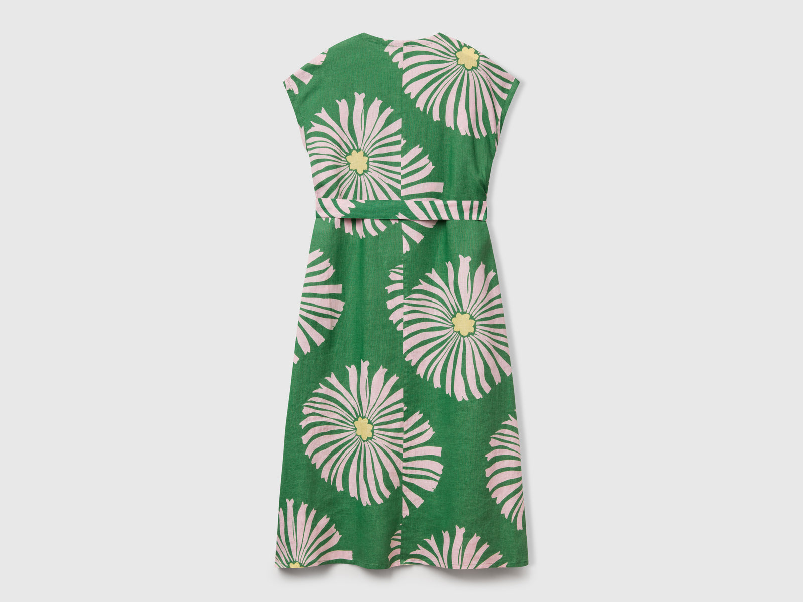 Abito in lino stampato da donna verde 2 | Benetton Outlet