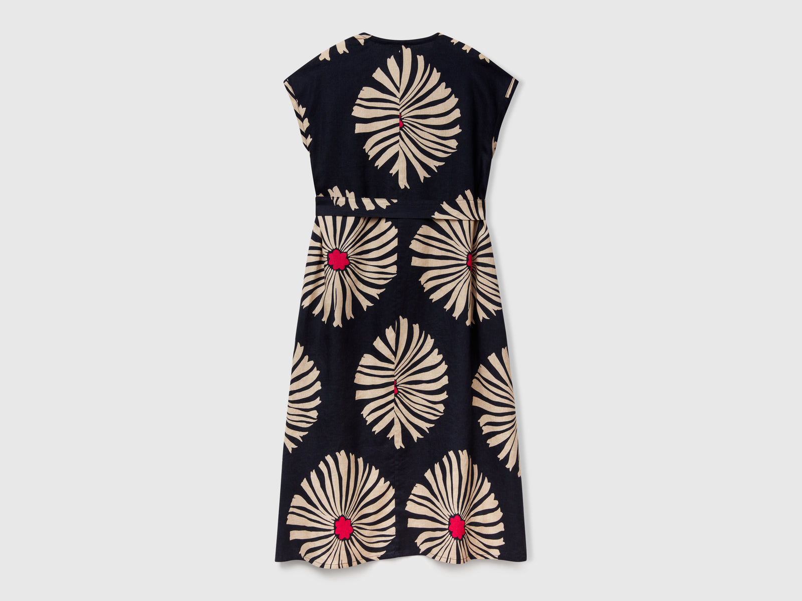 Printed linen dress da donna blu scuro 2 | Benetton Outlet