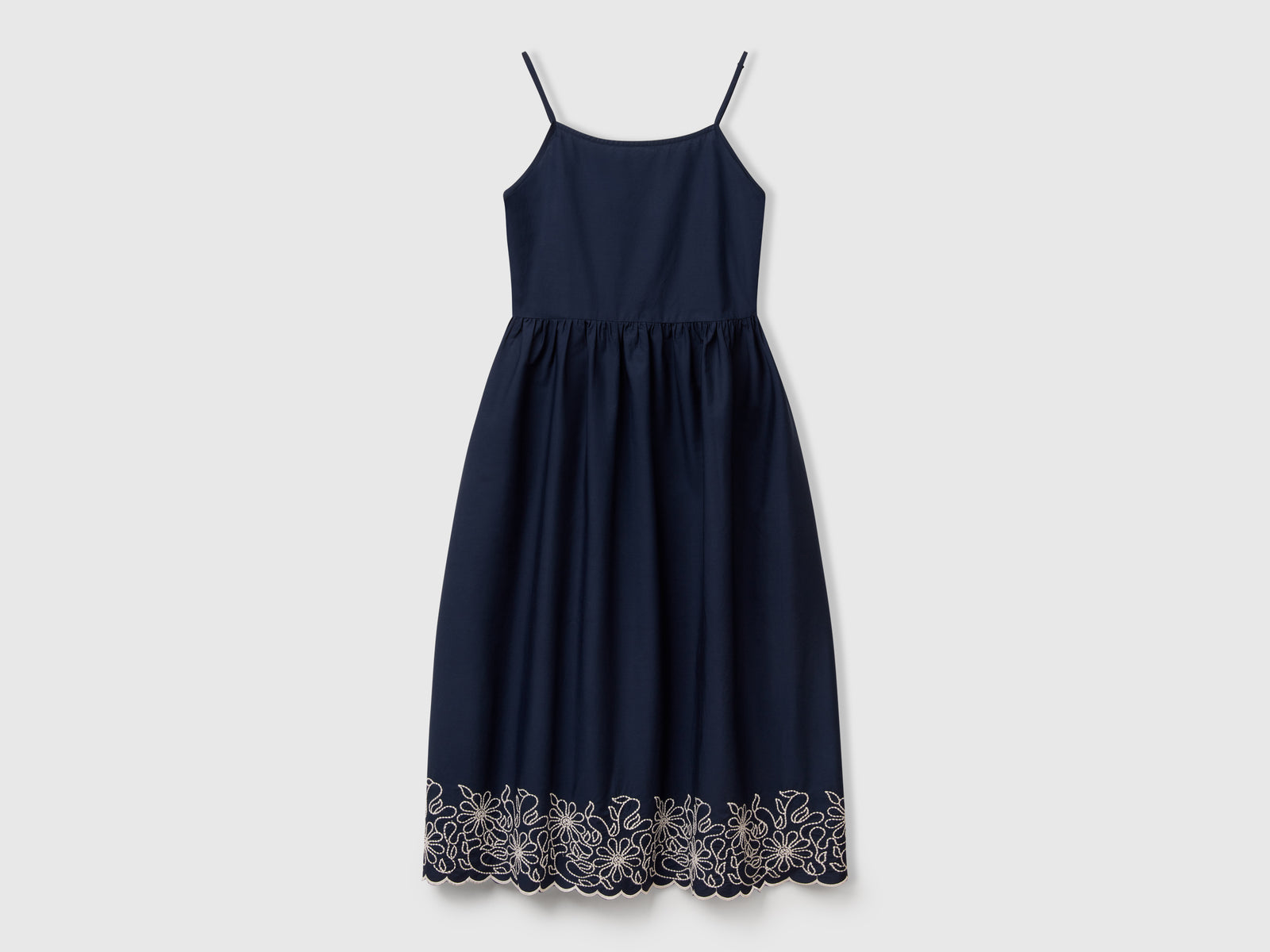 Vestito con ricamo floreale da donna blu scuro | Benetton Outlet