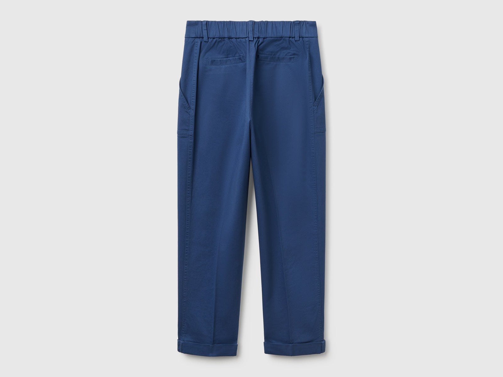 Stretch cotton cuffed trousers da donna avio 2 | Benetton Outlet