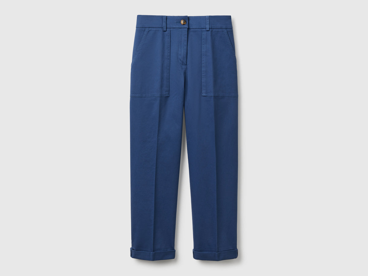 Stretch cotton cuffed trousers