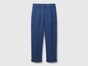 Stretch cotton cuffed trousers