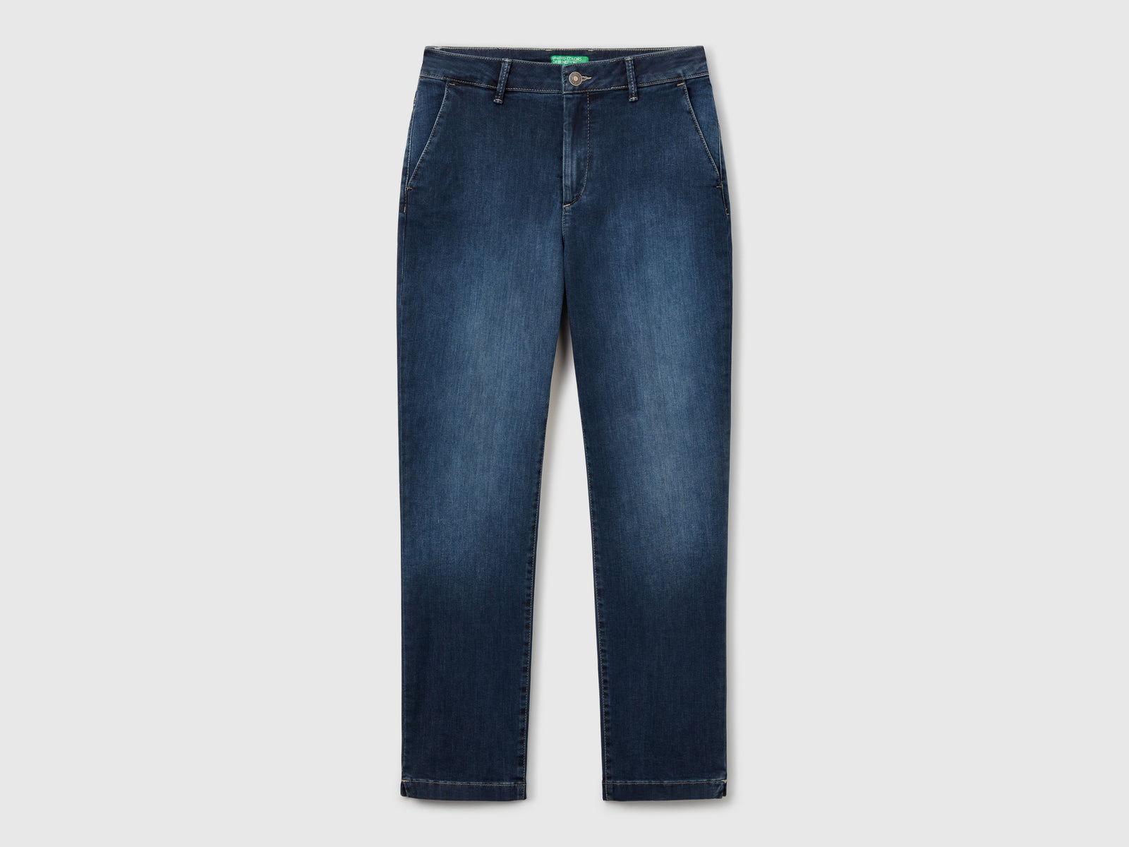 Chino slim fit in denim da donna blu | Benetton Outlet
