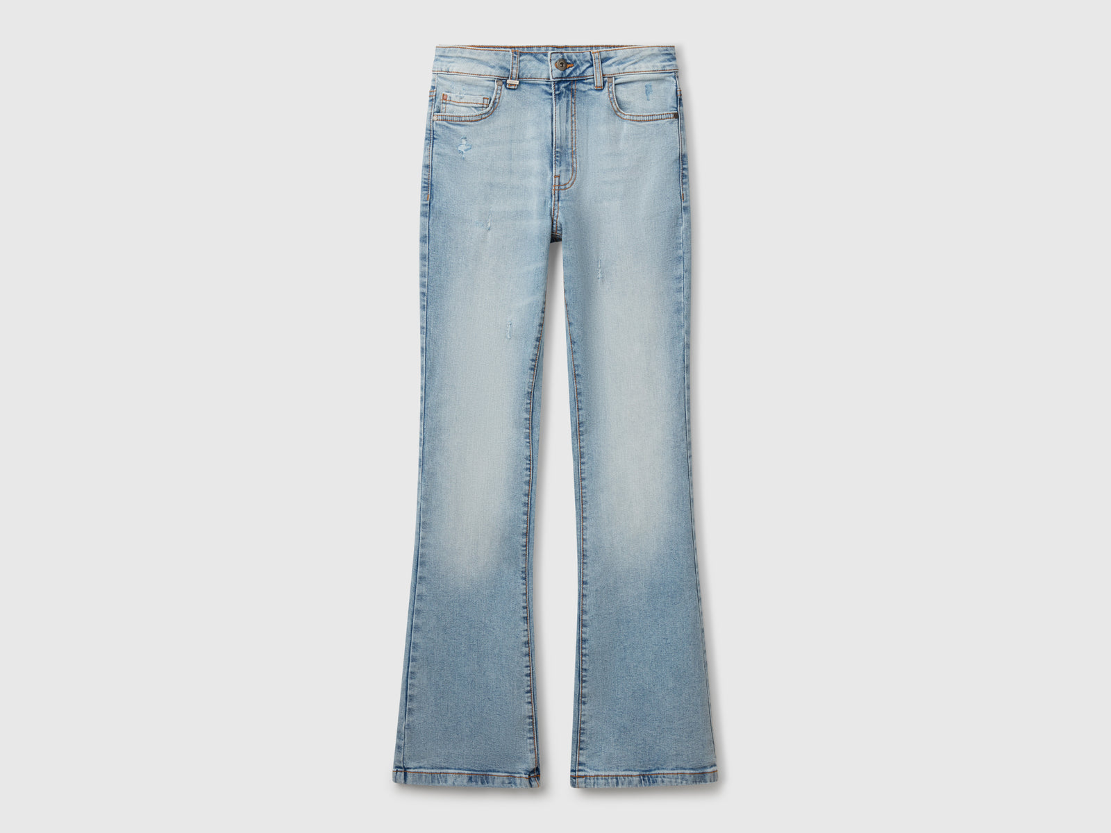Jeans a zampa in misto cotone da donna azzurro | Benetton Outlet