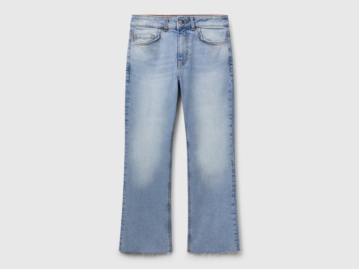 Jeans cropped in cotone da donna celeste | Benetton Outlet