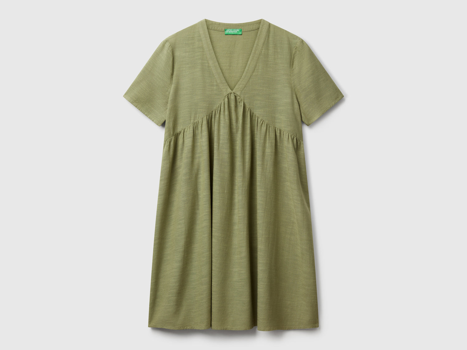 Vestito corto ampio da donna verde oliva | Benetton Outlet