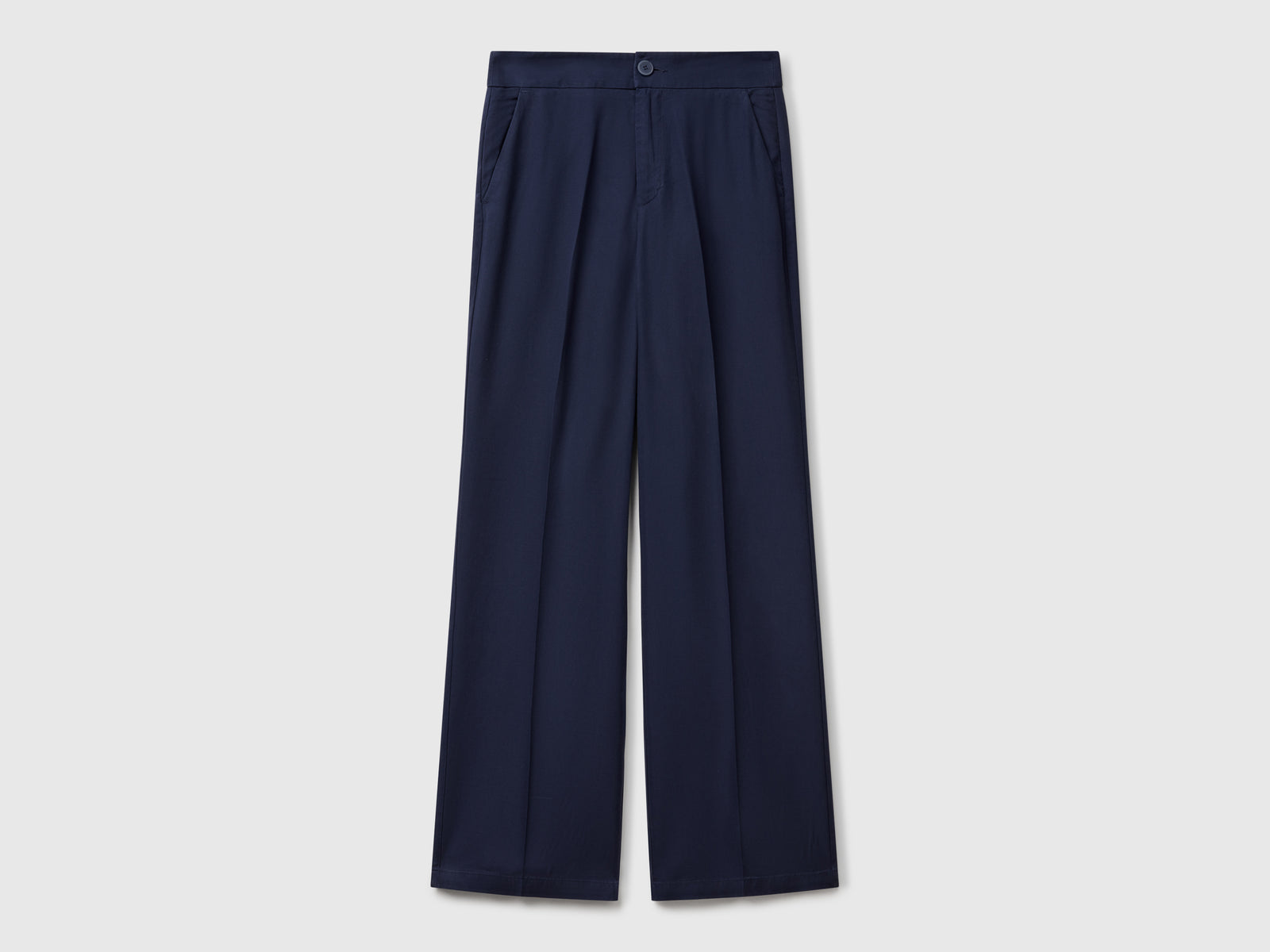 Pantaloni in puro lyocell da donna blu scuro | Benetton Outlet
