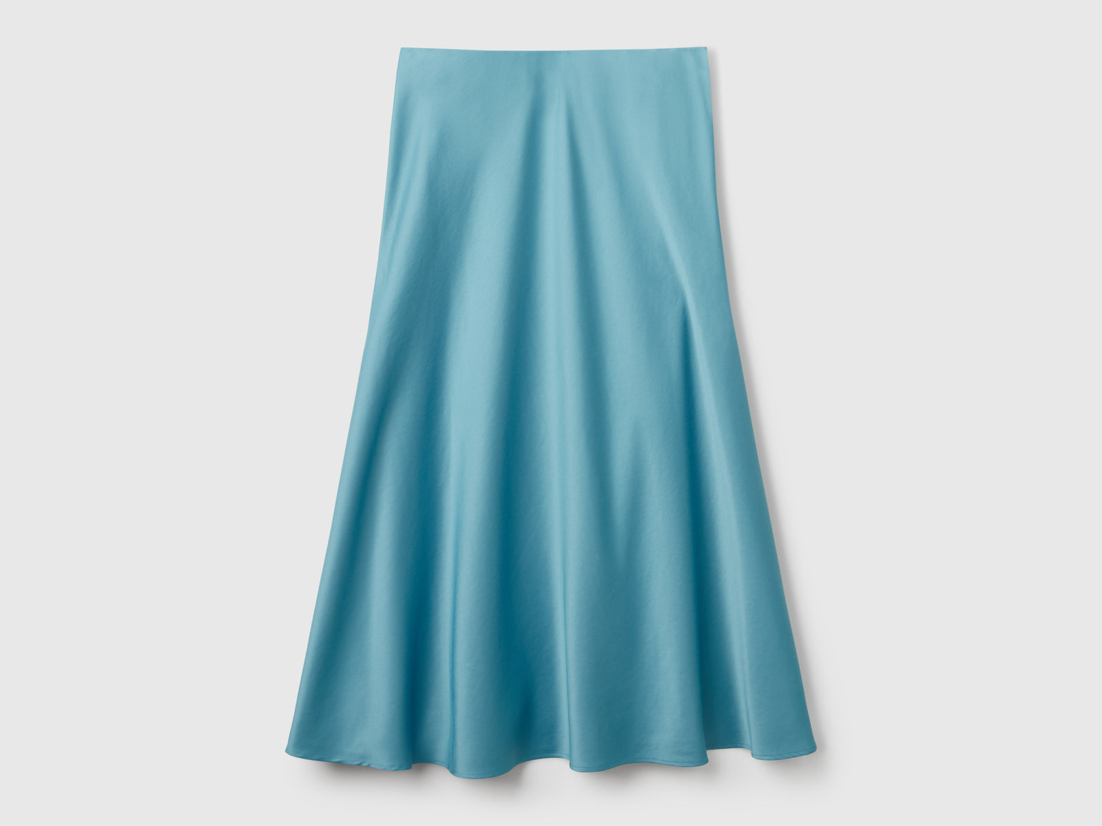 Flowing satin-effect skirt da donna azzurro 2 | Benetton Outlet
