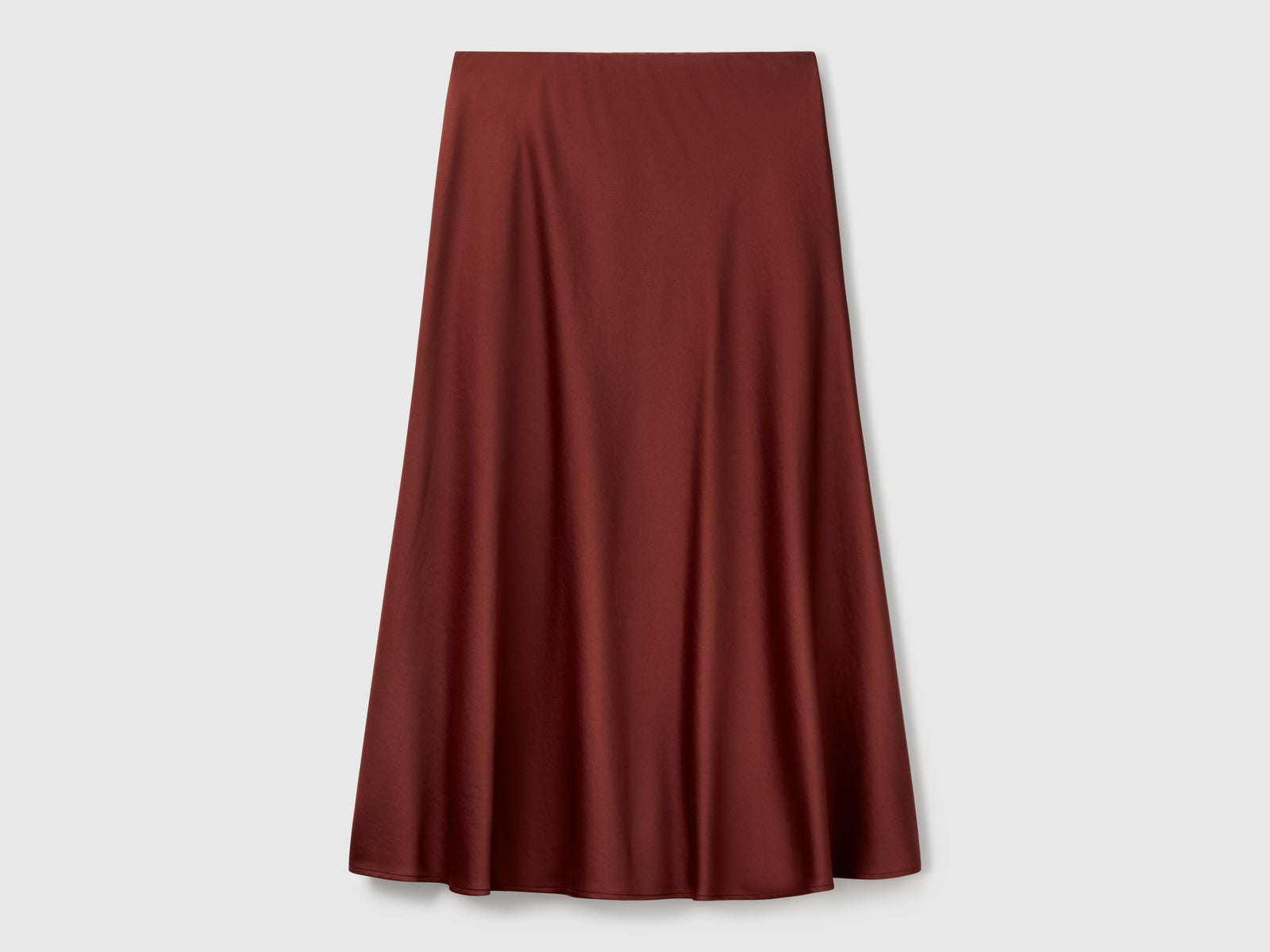 Gonna fluida effetto satin da donna bruciato 2 | Benetton Outlet