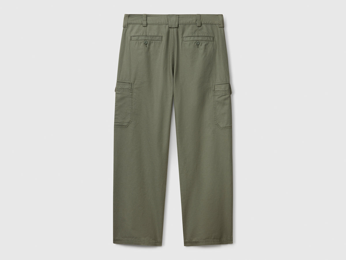Pantaloni cargo in misto lino