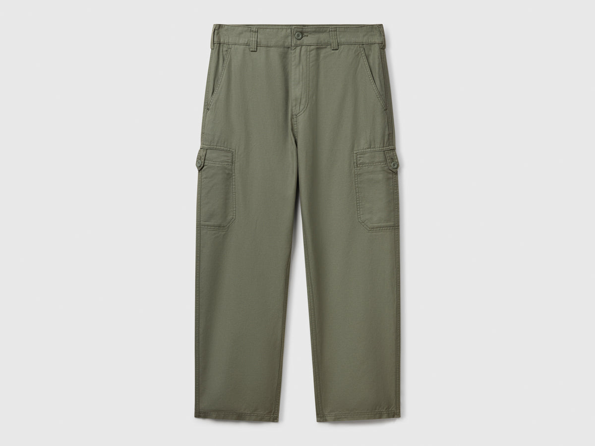 Pantaloni cargo in misto lino