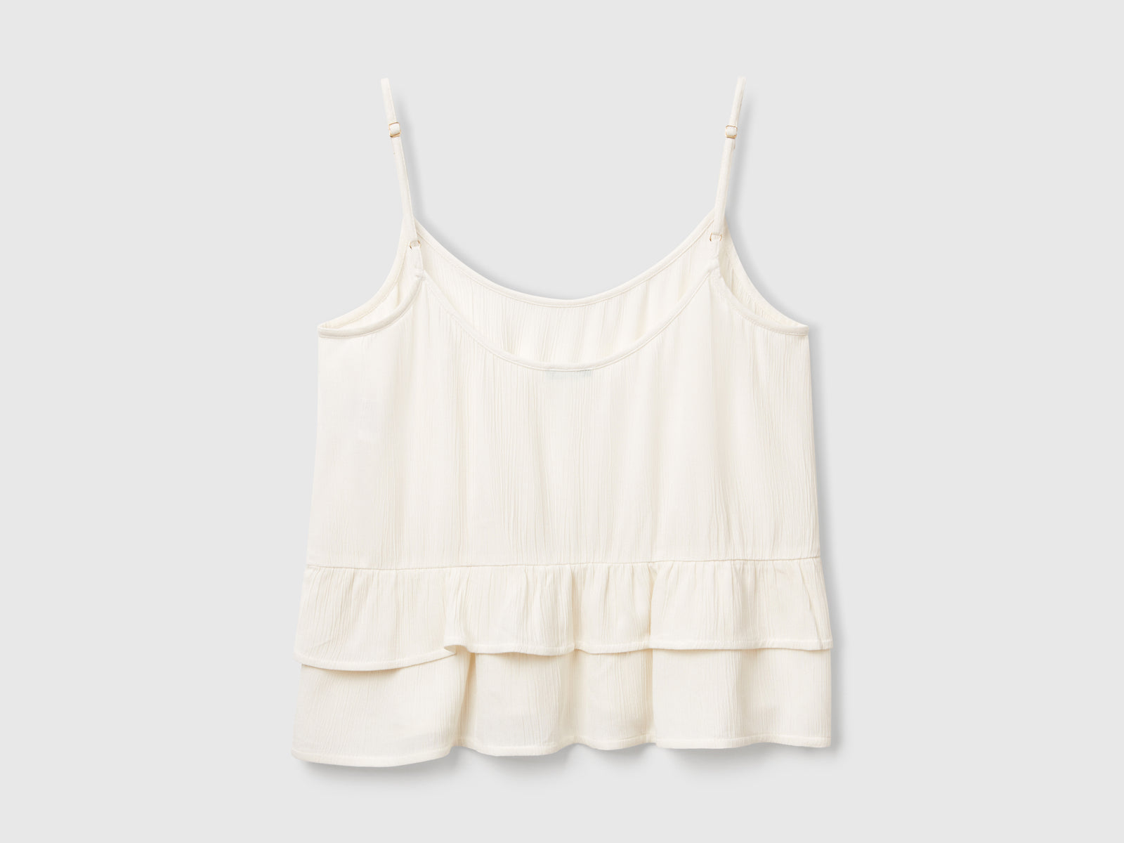 Flowing top with ruffle da donna bianco panna 2 | Benetton Outlet