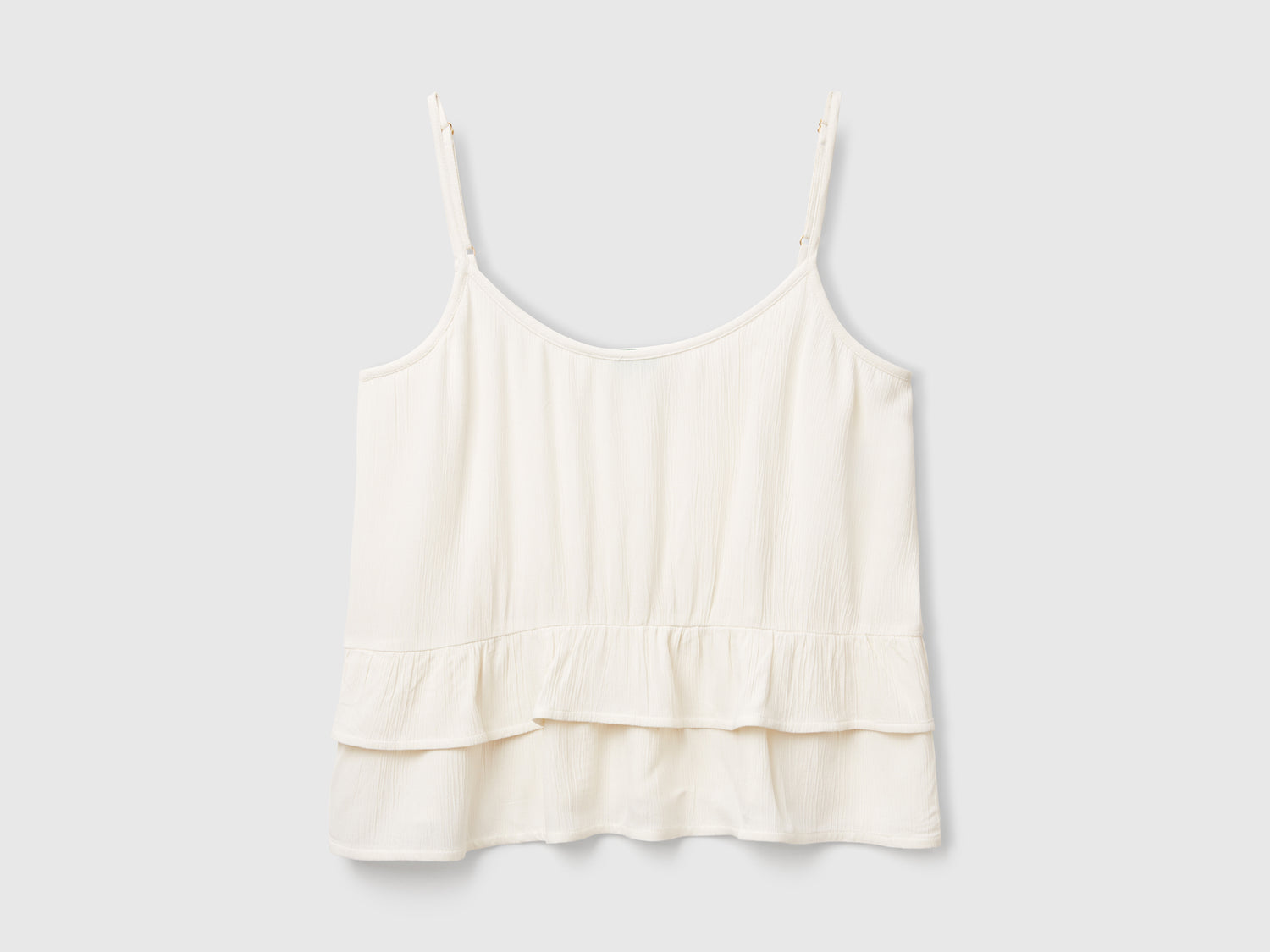 Flowing top with ruffle da donna bianco panna | Benetton Outlet