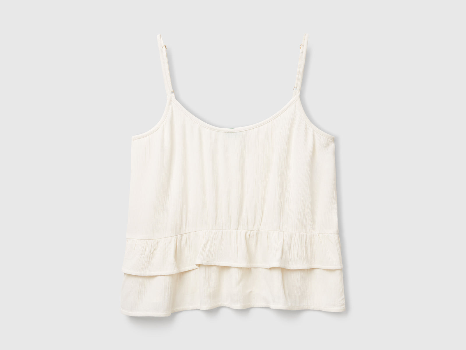 Flowing top with ruffle da donna bianco panna | Benetton Outlet