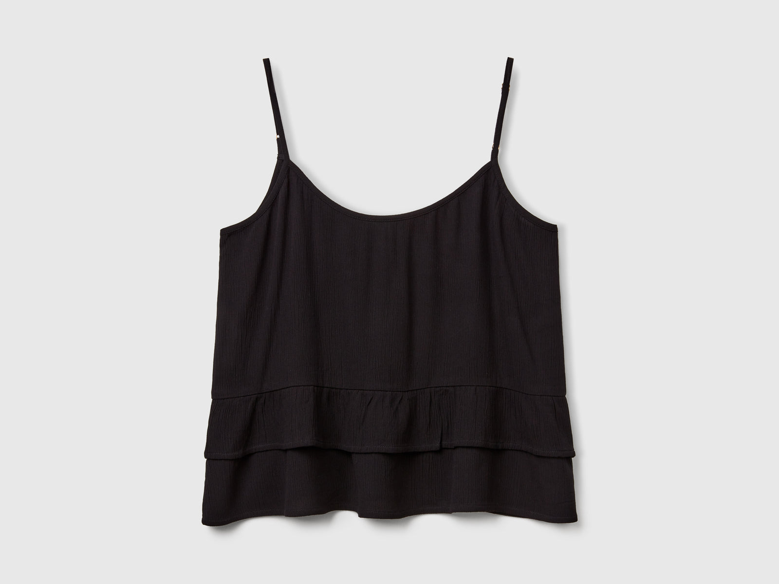 Top fluido con balza da donna nero | Benetton Outlet