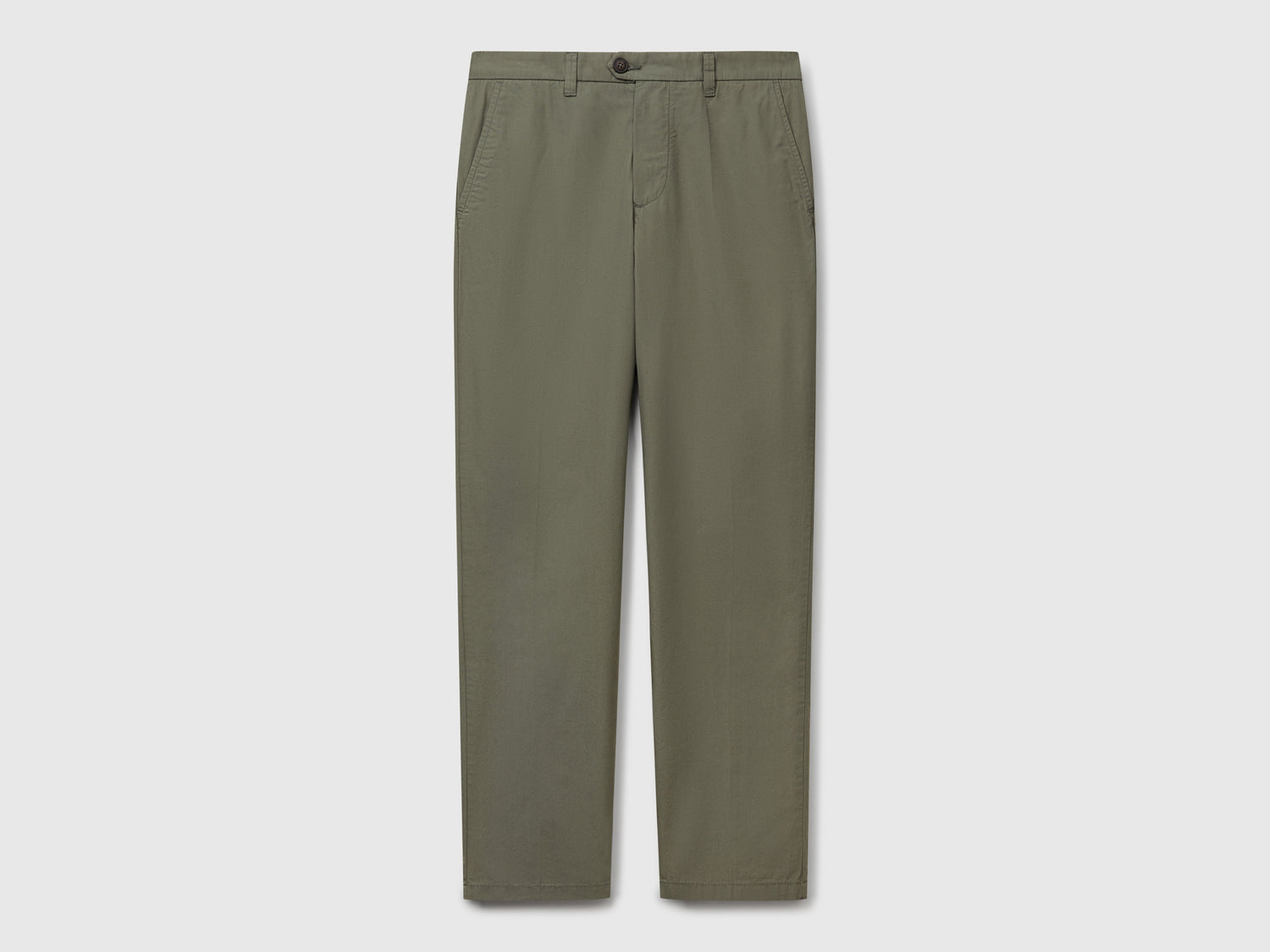 Chino slim fit in cotone leggero da uomo verde militare | Benetton Outlet
