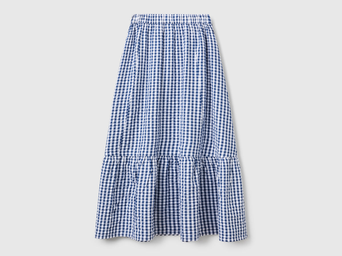 Falda de cuadros vichy con volante
