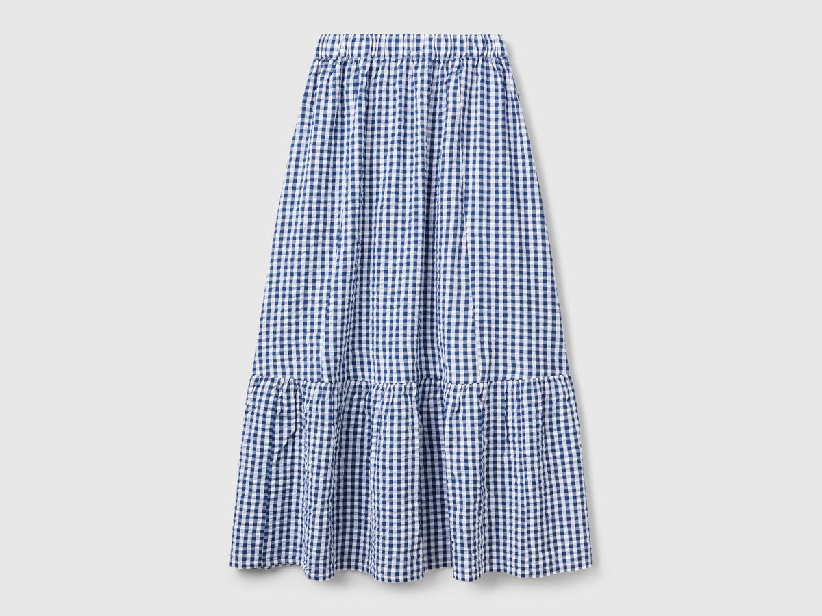 Falda de cuadros vichy con volante