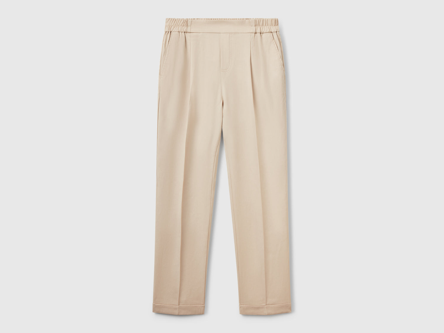 Pantaloni fluidi con risvolto da donna beige | Benetton Outlet
