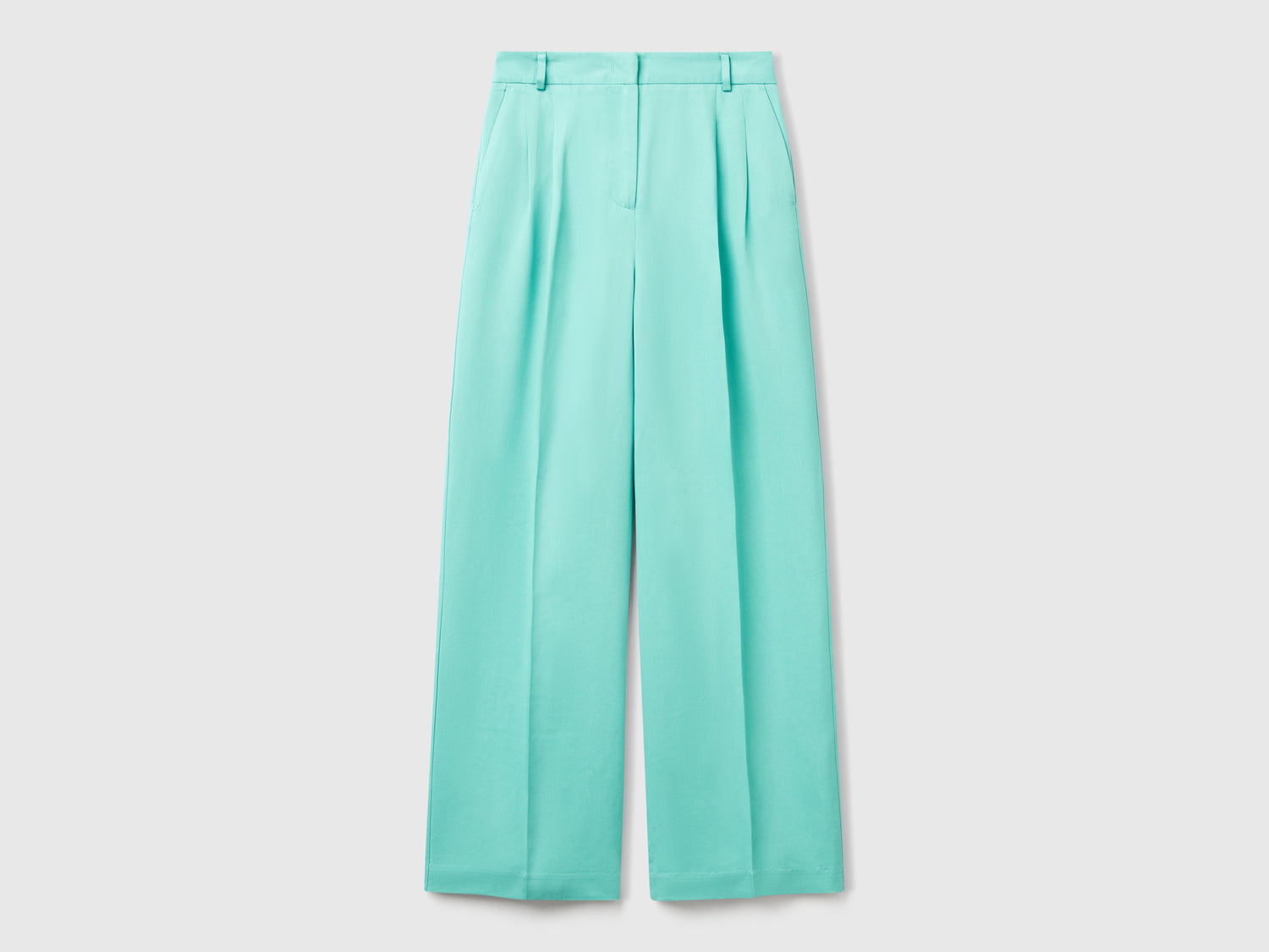 Pantaloni ampi fluidi da donna verde acqua | Benetton Outlet