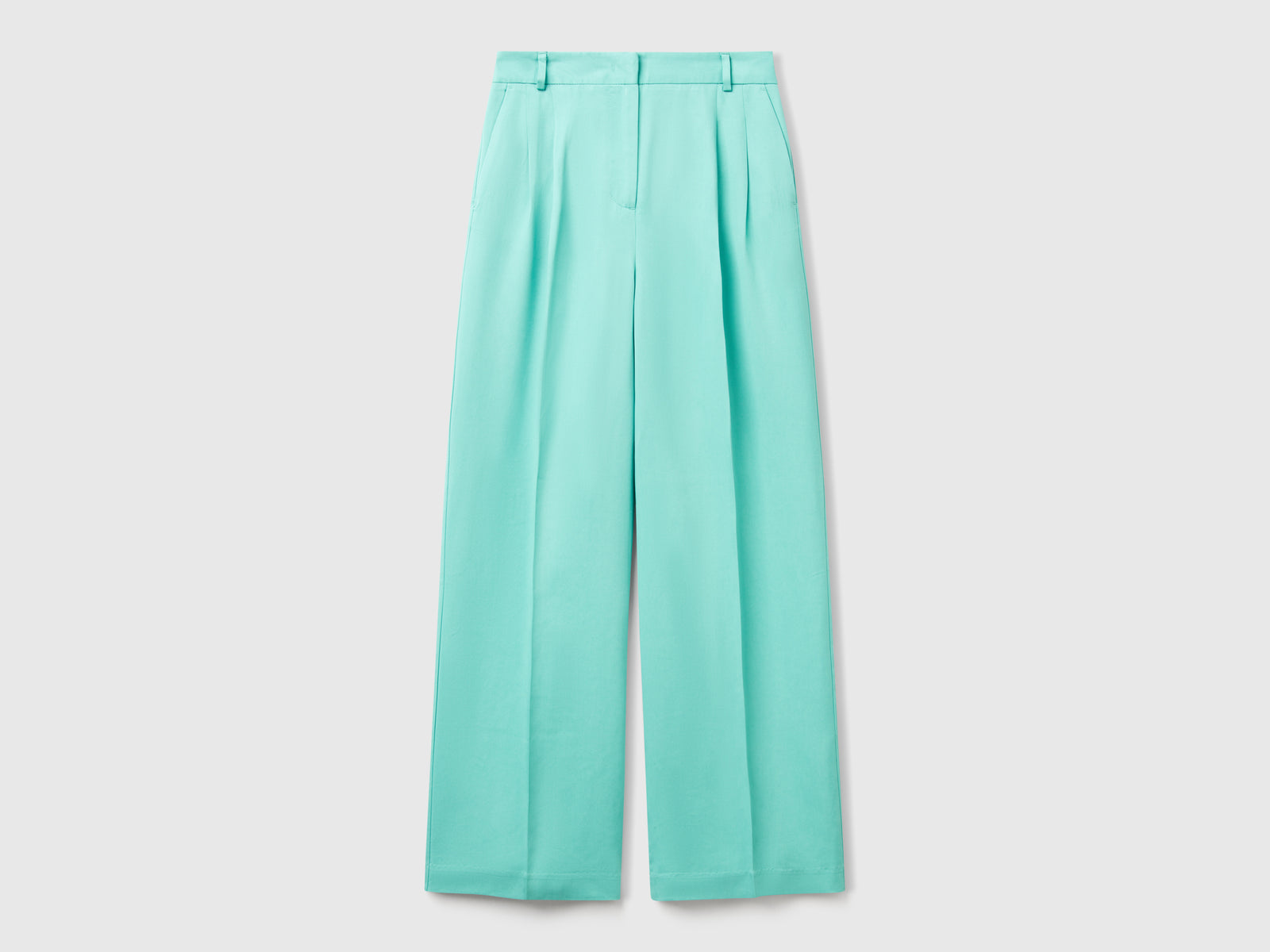 Pantaloni ampi fluidi da donna verde acqua | Benetton Outlet