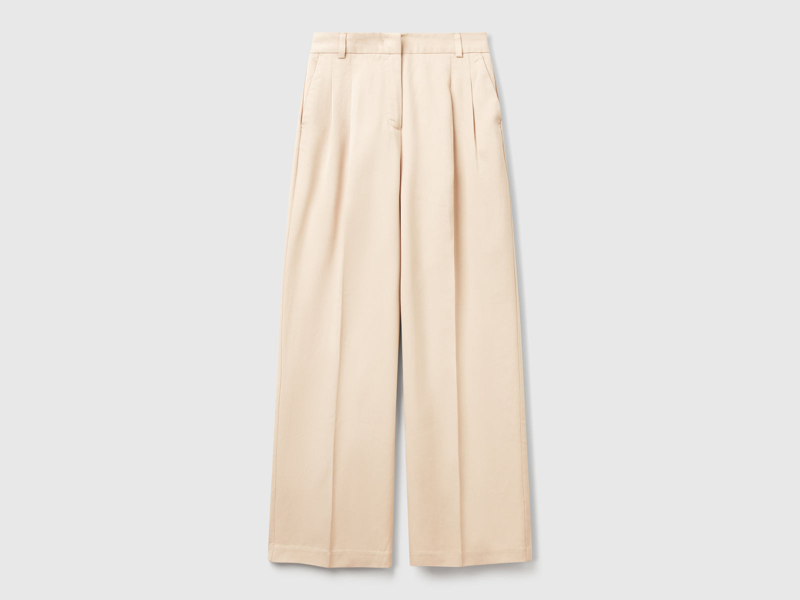 Pantaloni ampi fluidi da donna beige | Benetton Outlet