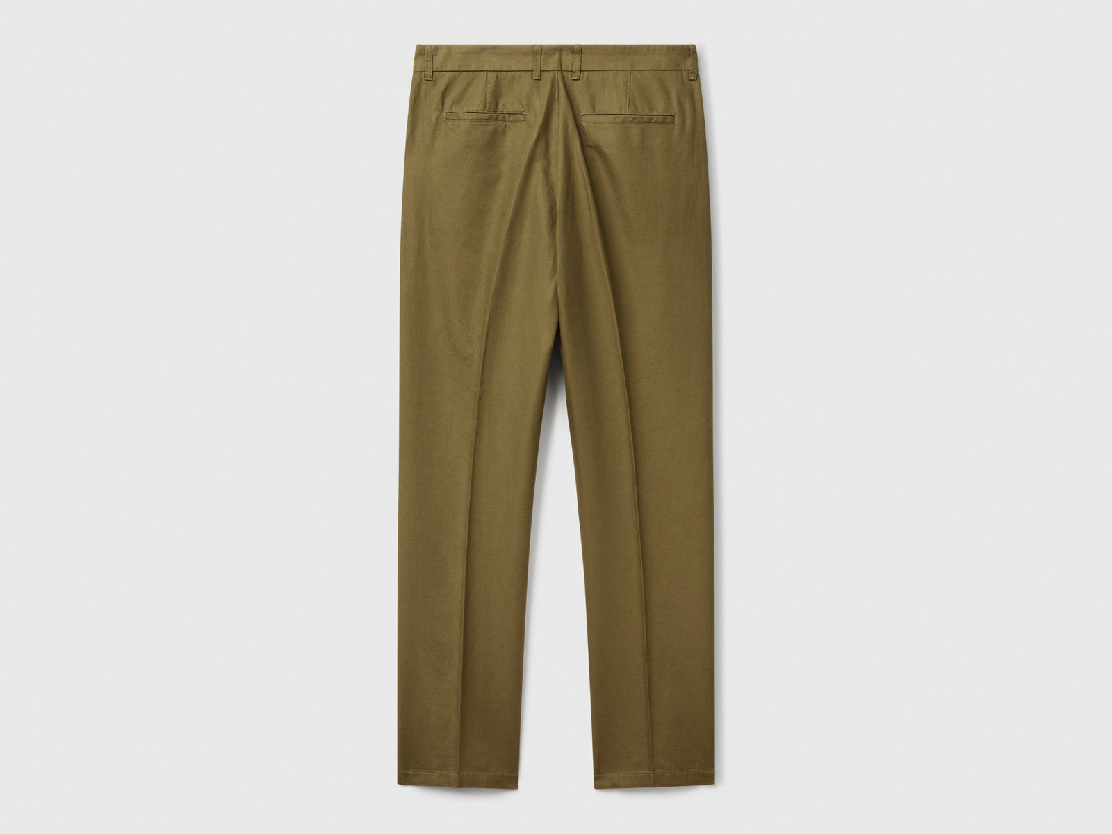 Chino slim fit in misto lino da uomo verde militare 2 | Benetton Outlet