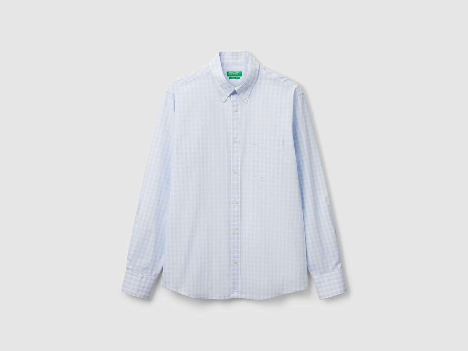 Camicia a quadri button down da uomo celeste | Benetton Outlet